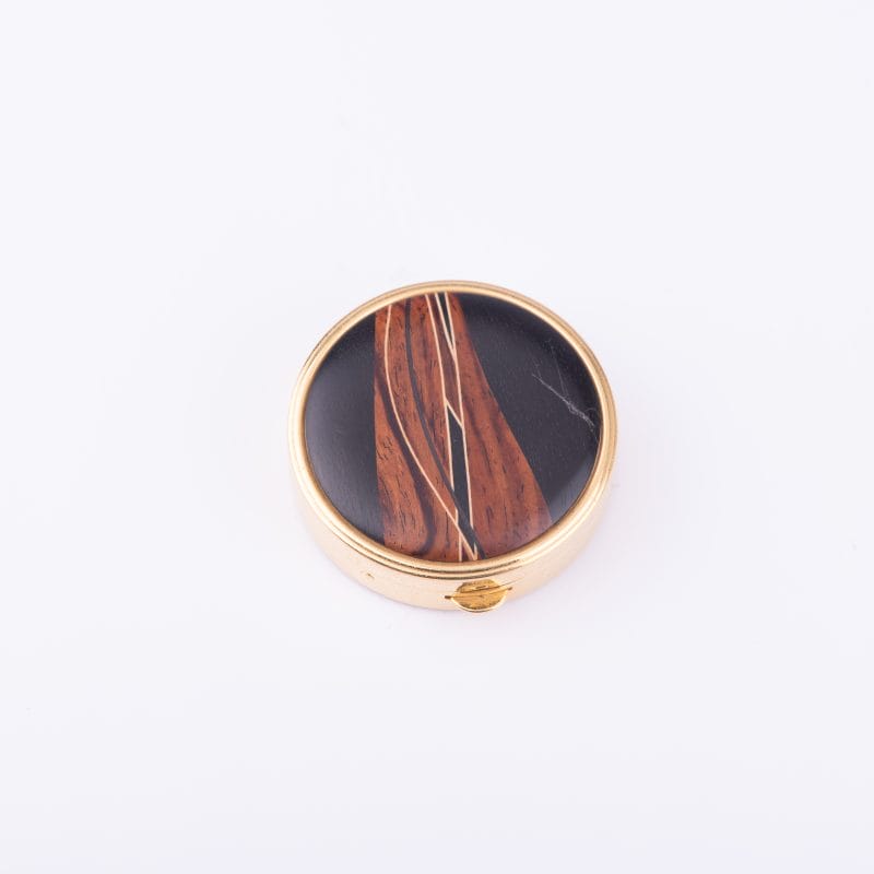 Davin Kesler. Handmade Pill Case With Inlay Brown & Black Wood