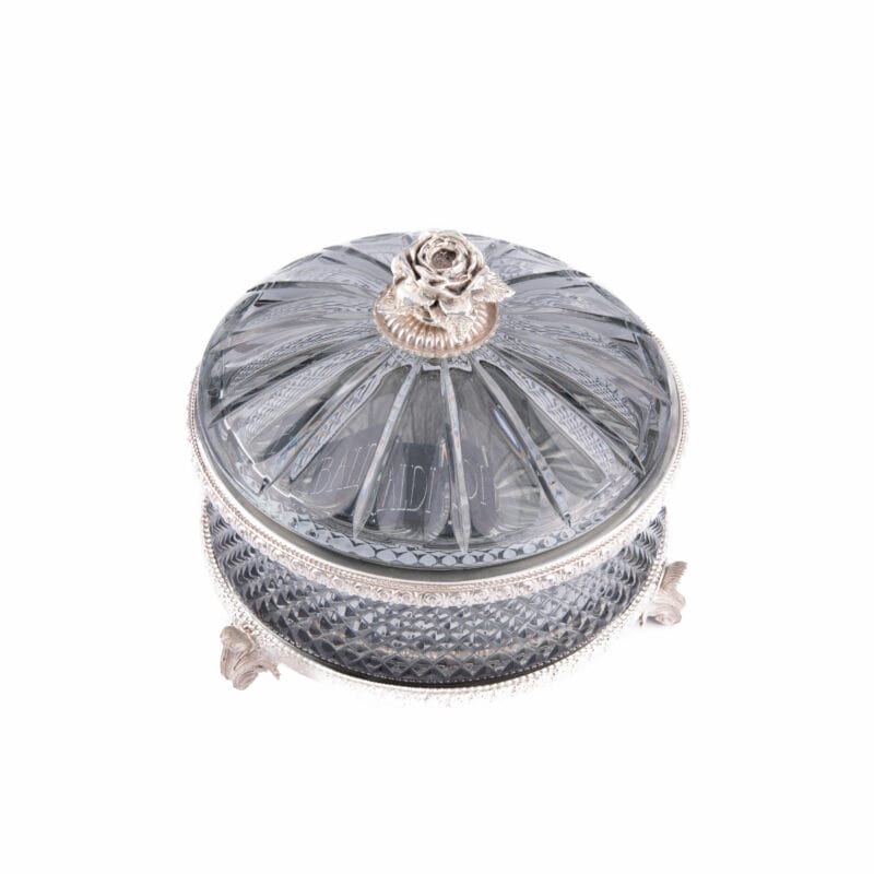 Baldi. Round Crystal Box With Rose. Medium Size.