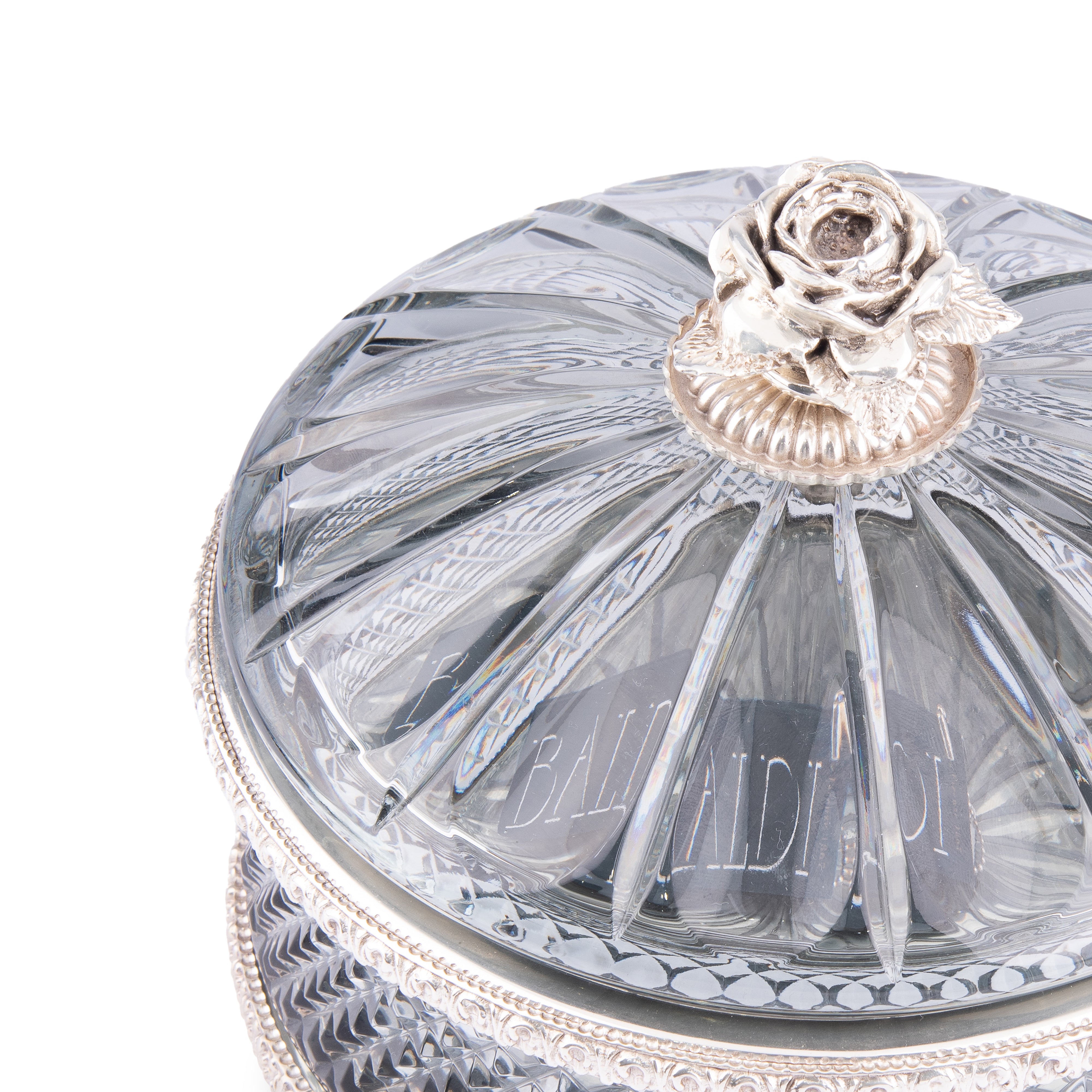 Baldi. Round Crystal Box With Rose. Medium Size.