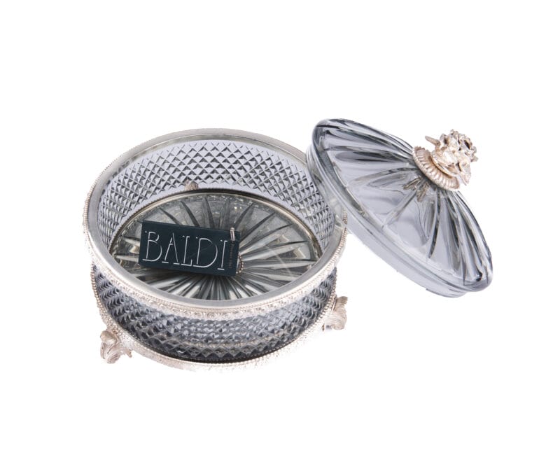 Baldi. Round Crystal Box With Rose. Medium Size.