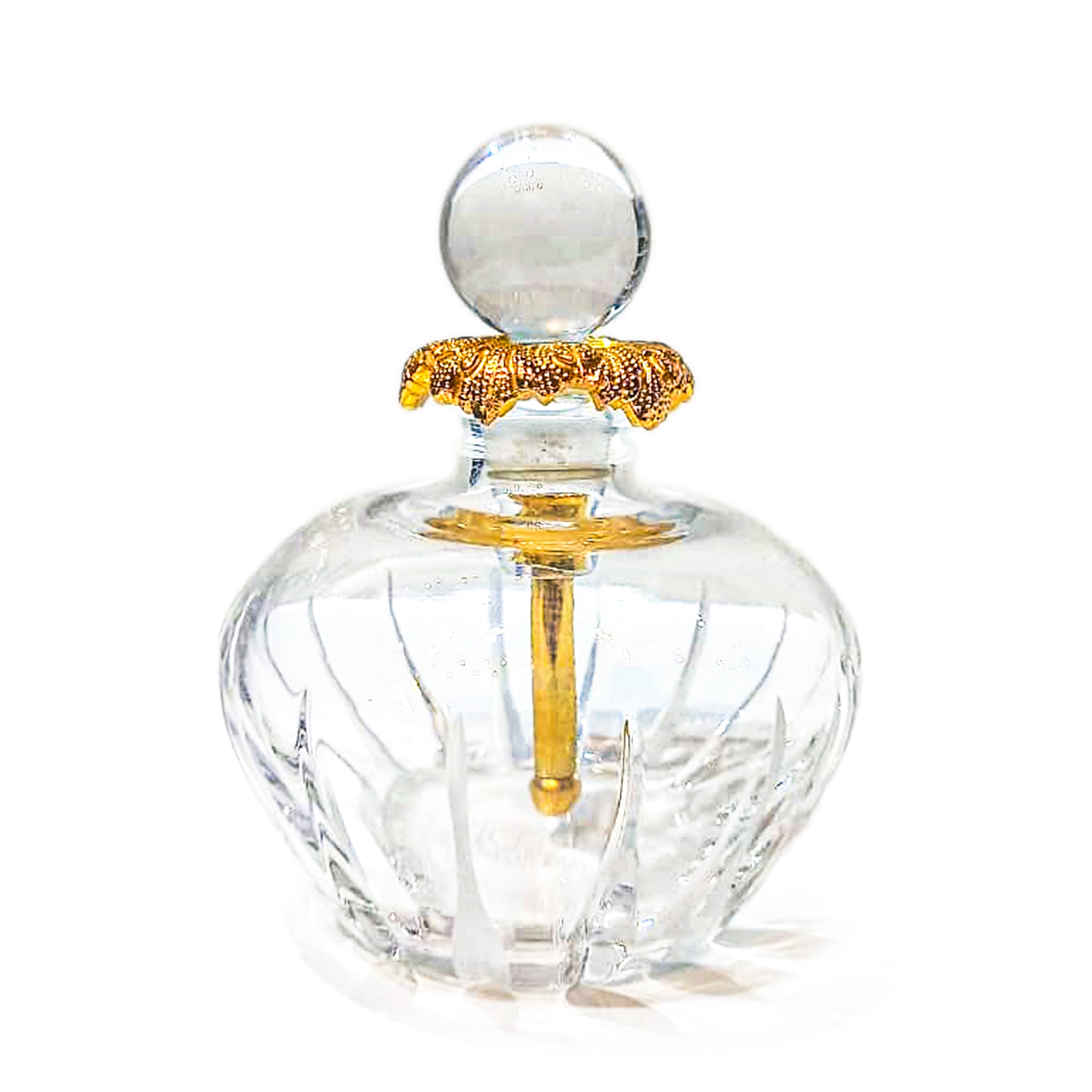 Baldi. Clear Crystal Perfume Bottle With Gold. 175 ML