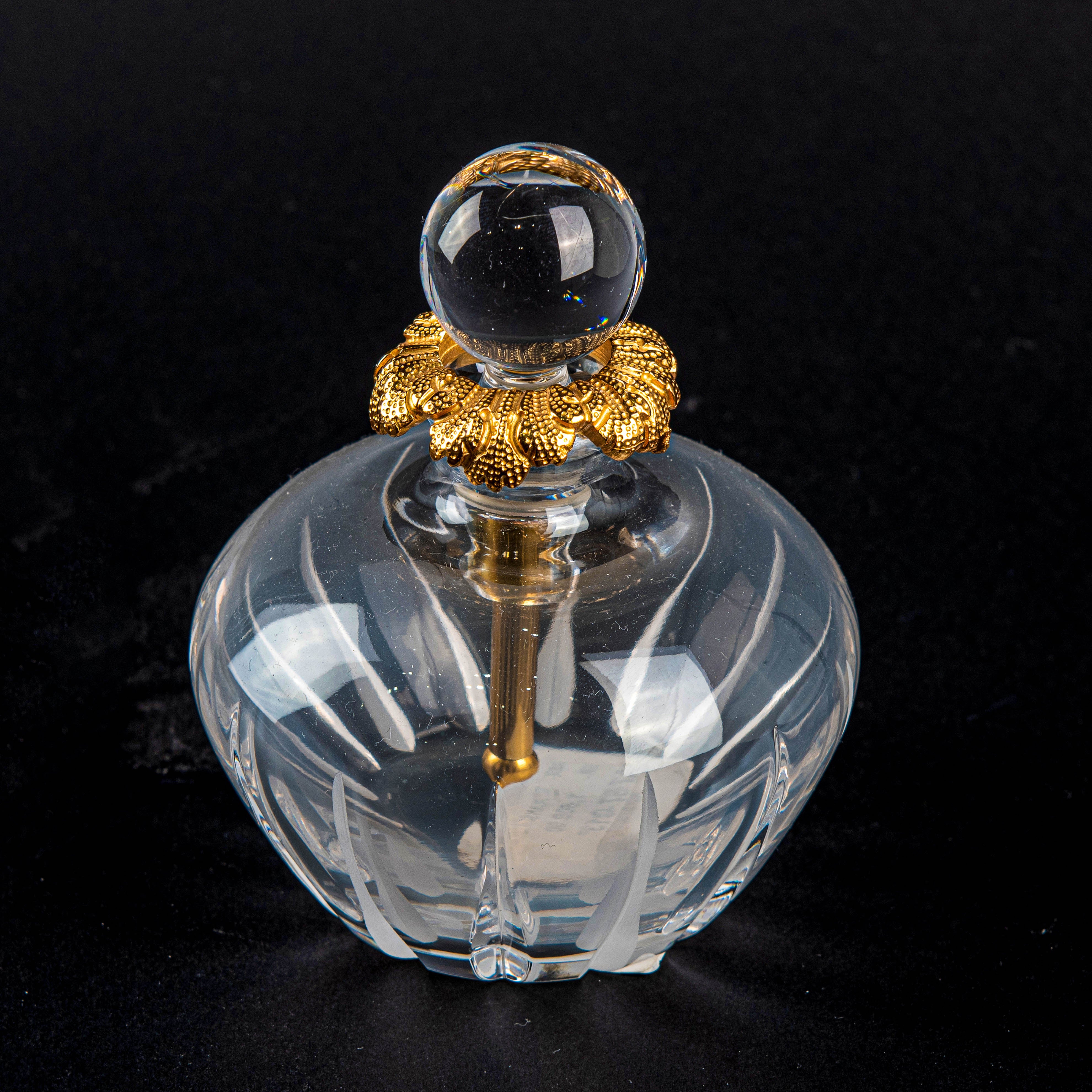 Baldi. Clear Crystal Perfume Bottle With Gold. 175 ML