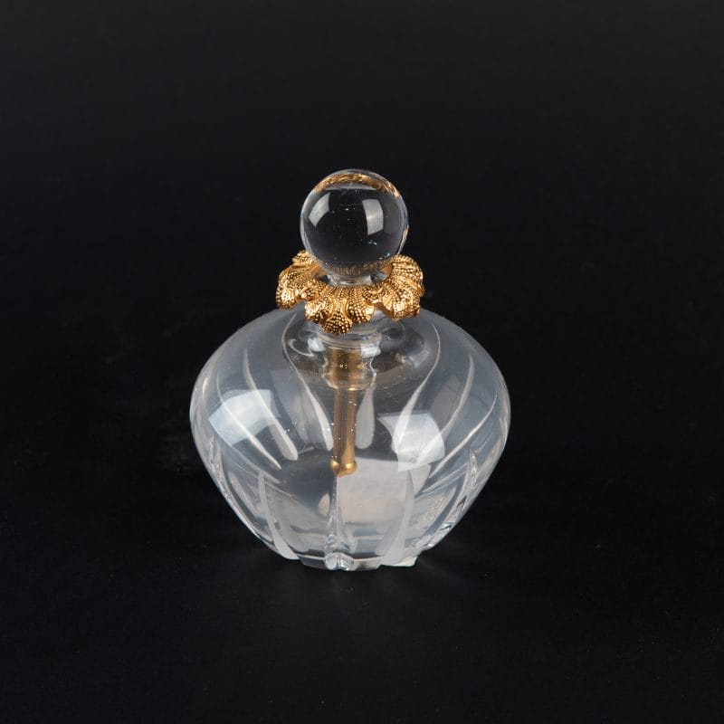 Baldi. Clear Crystal Perfume Bottle With Gold. 175 ML
