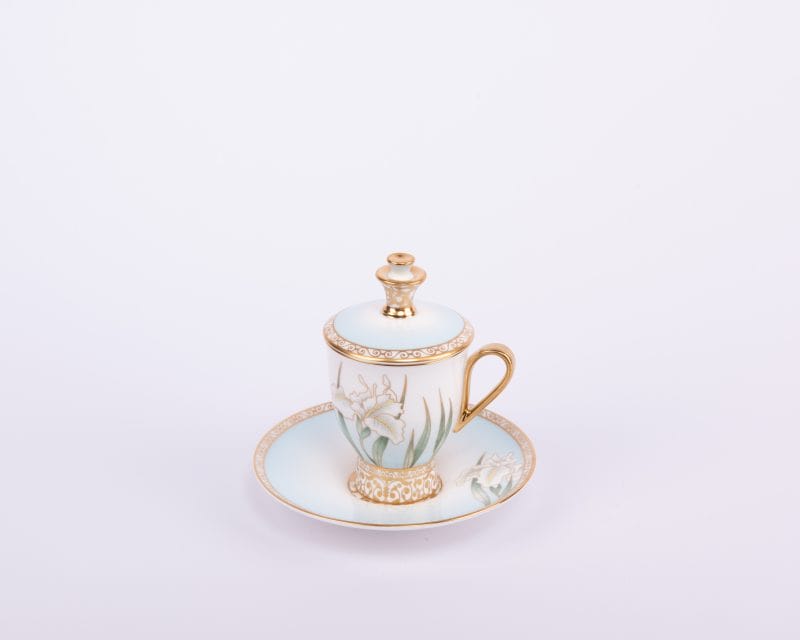 Prouna. Porcelain Teacup with Cover & Saucer. Small Size