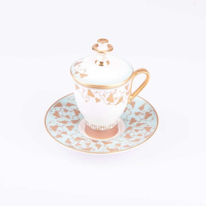 Prouna. Imperial Jade Tea Cup And Plate of Porcelain