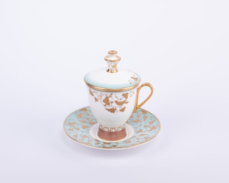 Prouna. Imperial Jade Teacup with Cover & Saucer. Small Size