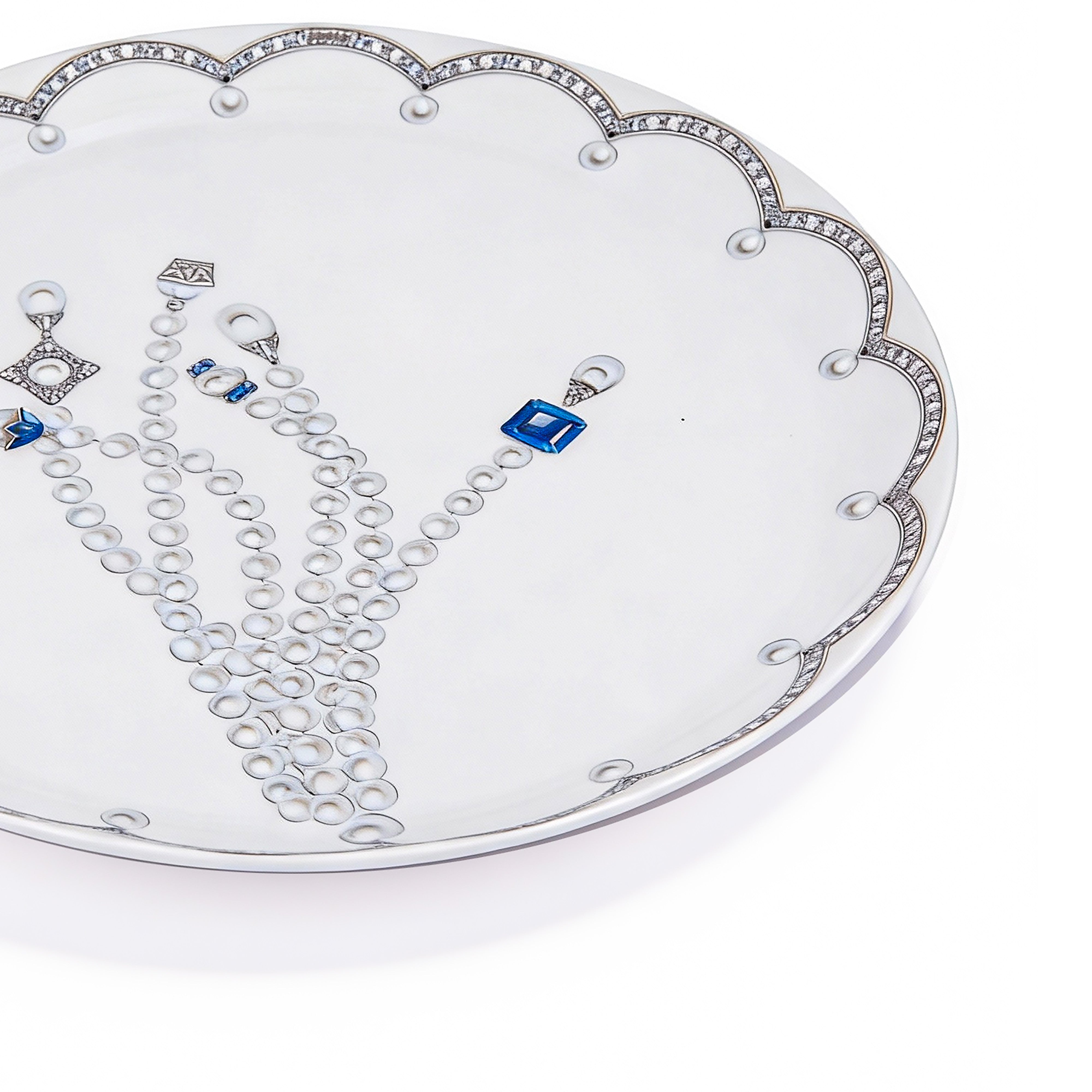 Fradkof. Porcelain Decorative Plate Studded with Sapphire