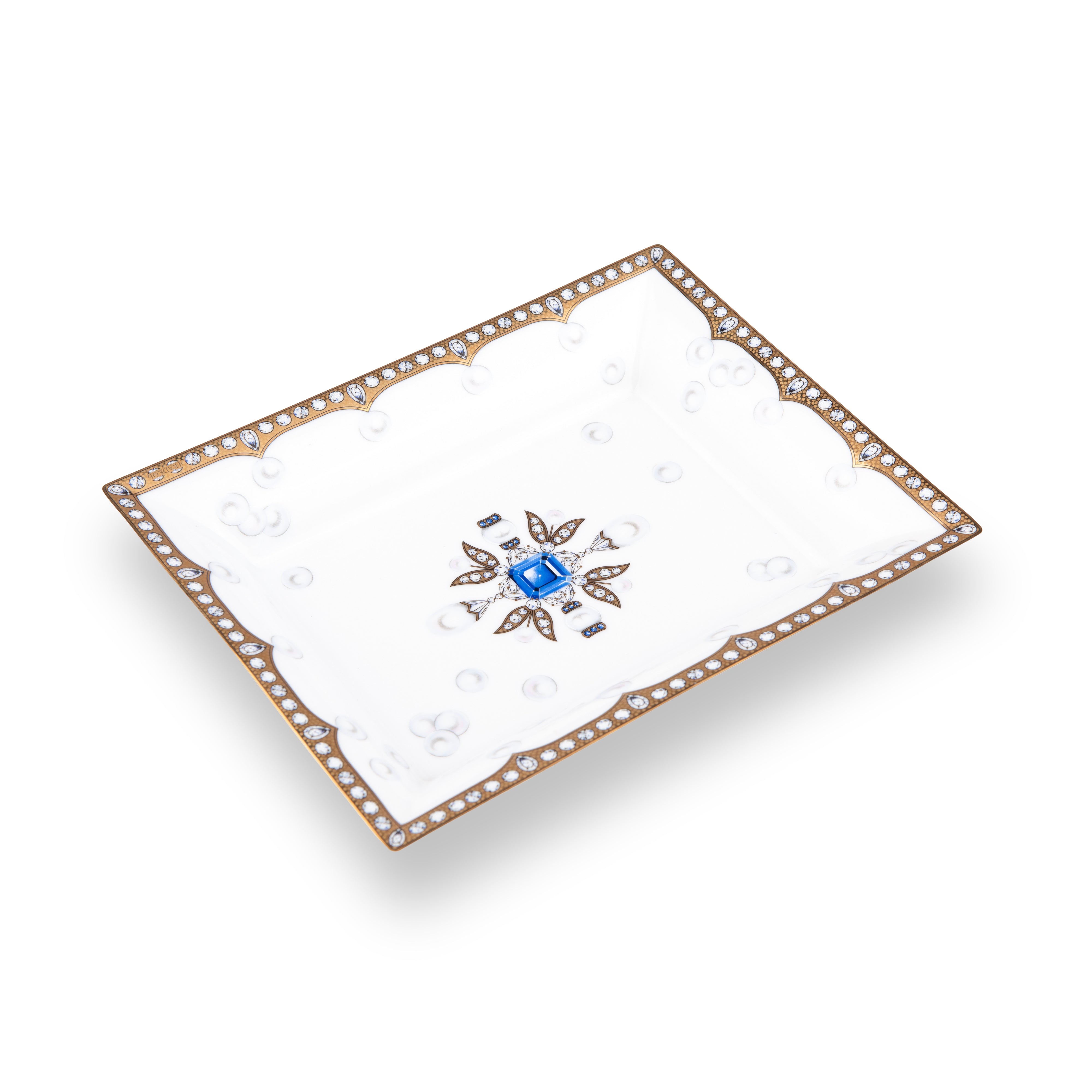 Fradkof. Limoges Empty Pocket/ Ashtray Studded with Sapphire