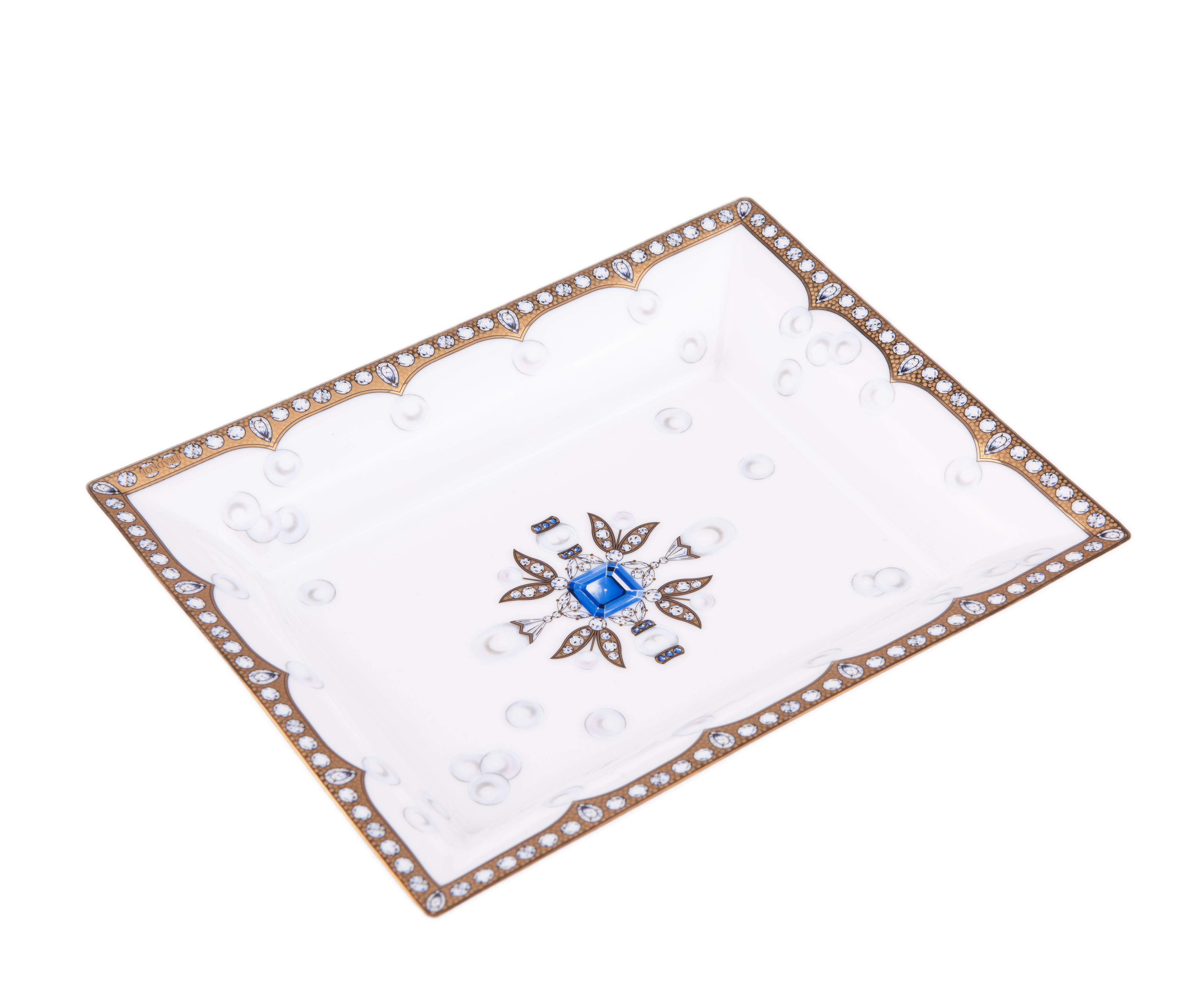 Fradkof. Limoges Empty Pocket/ Ashtray Studded with Sapphire