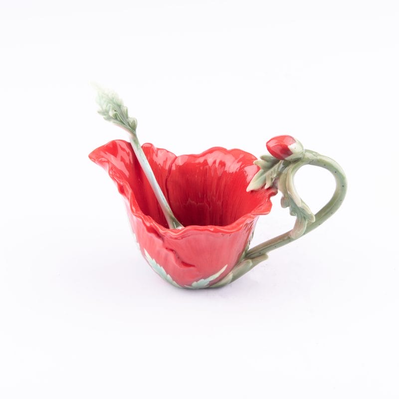 Franz Collection. Sugar Bowl with Spoon in Common Poppy Design