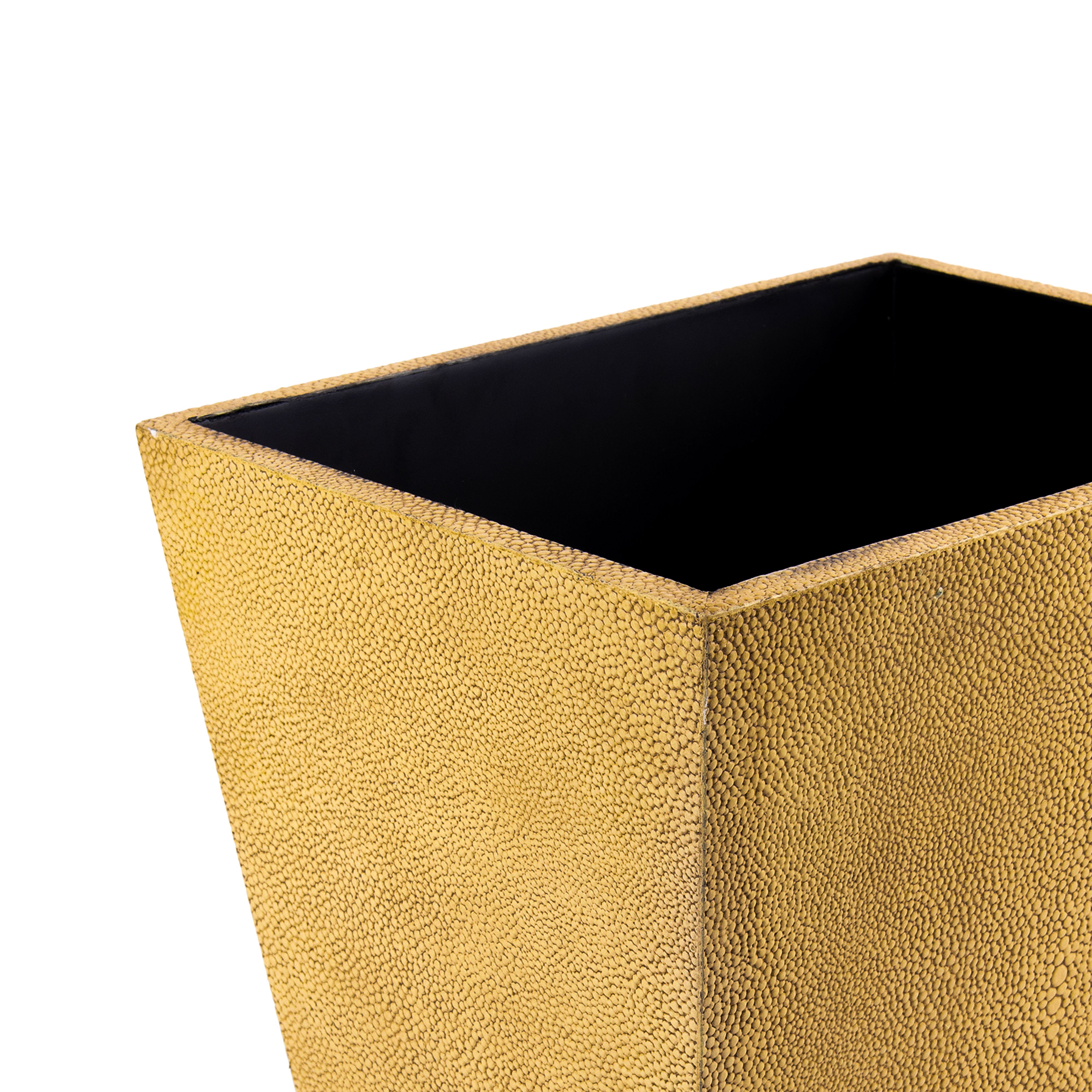 Saigon Interiors. Set of Beige Leather Tissue Box & Wastebasket.