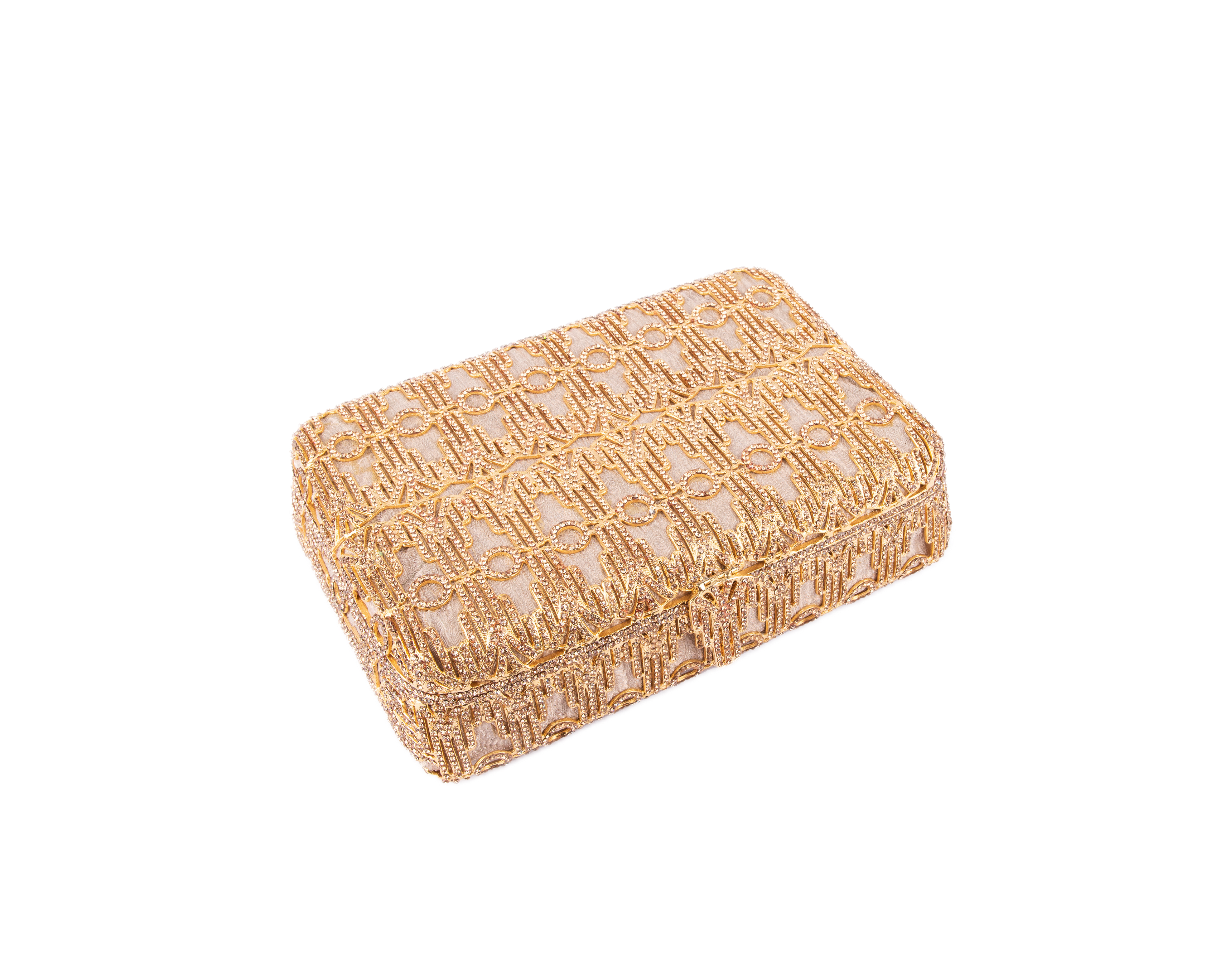 Ledidi Tm. Gold Jewellery Box Studded with Swarovski. Medium Size