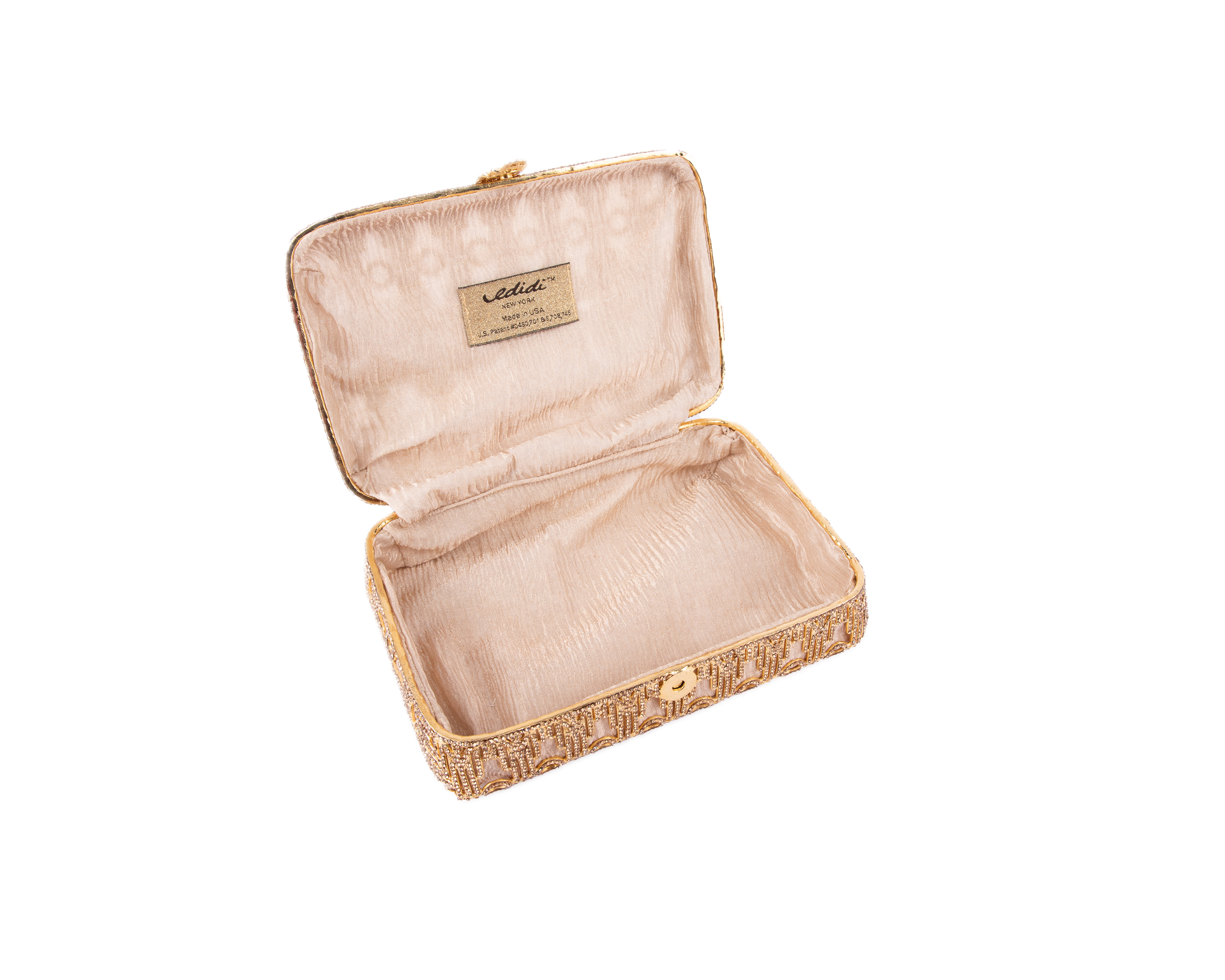 Ledidi Tm. Gold Jewellery Box Studded with Swarovski. Medium Size