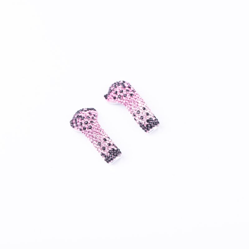 Deos. Wireless Earbuds Studded with Pink & Black Swarovski
