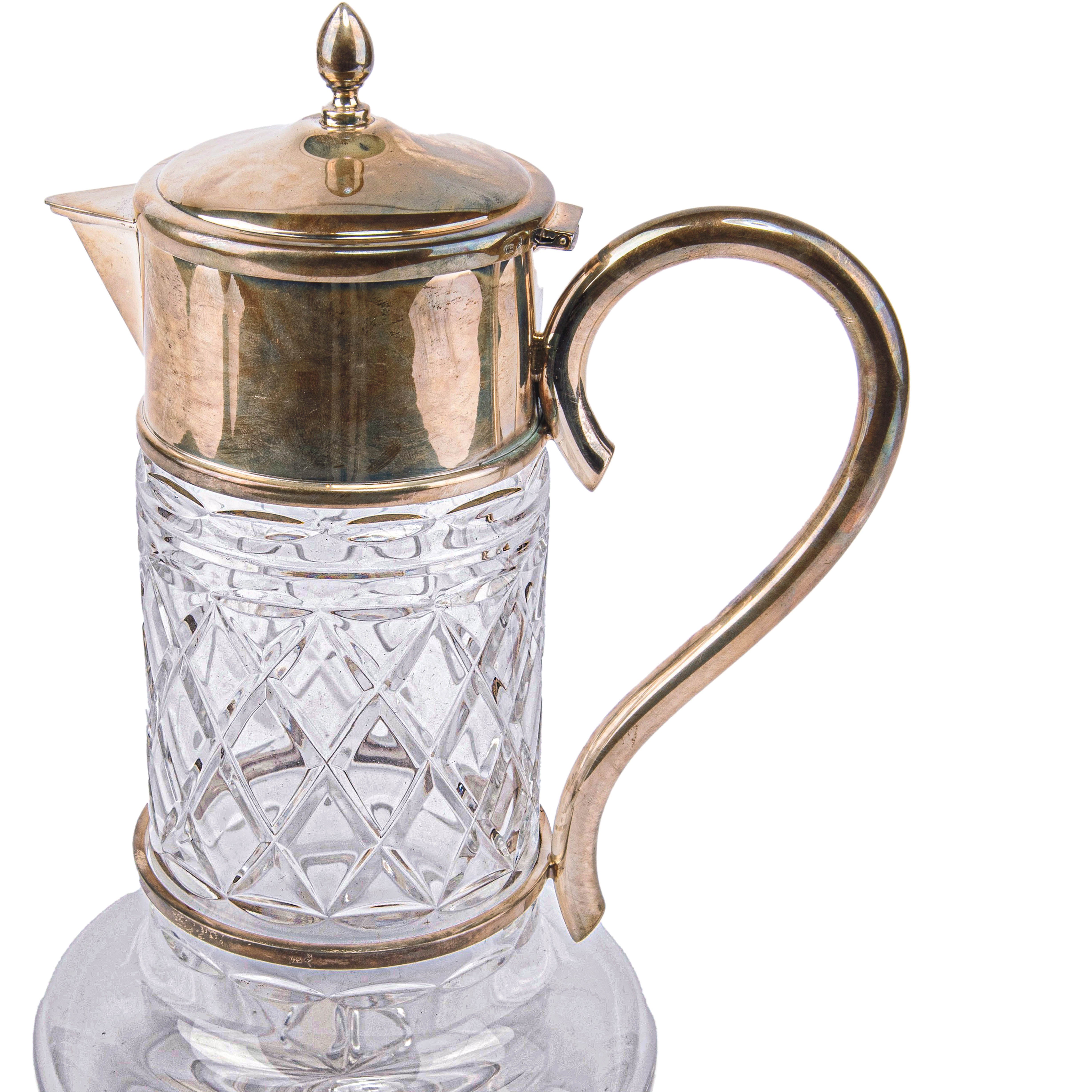 Zaramella Argenti. Antique Crystal & Silver Plated Jug. Large Size