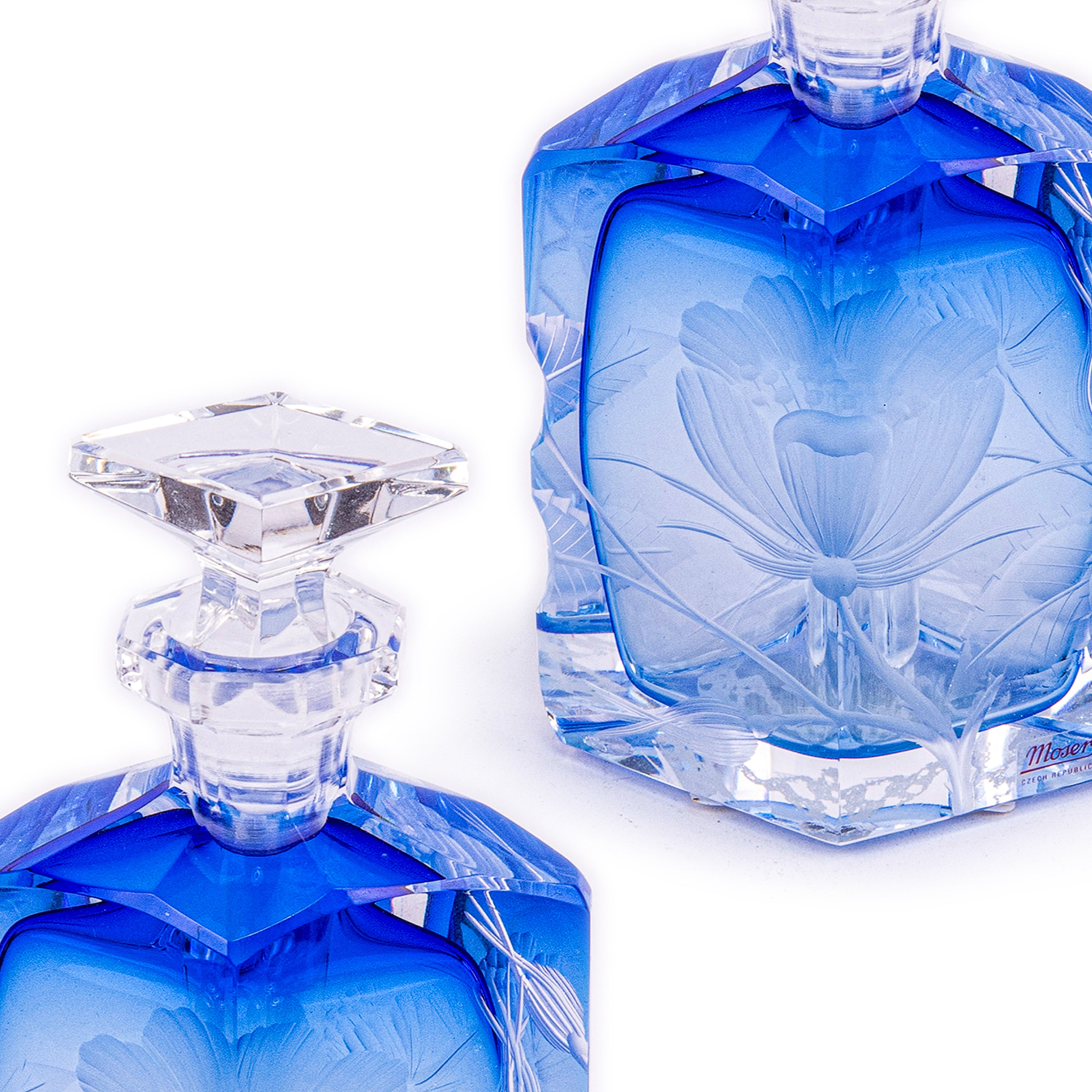 Moser. Blue Crystal Perfume Bottle. 80 ML