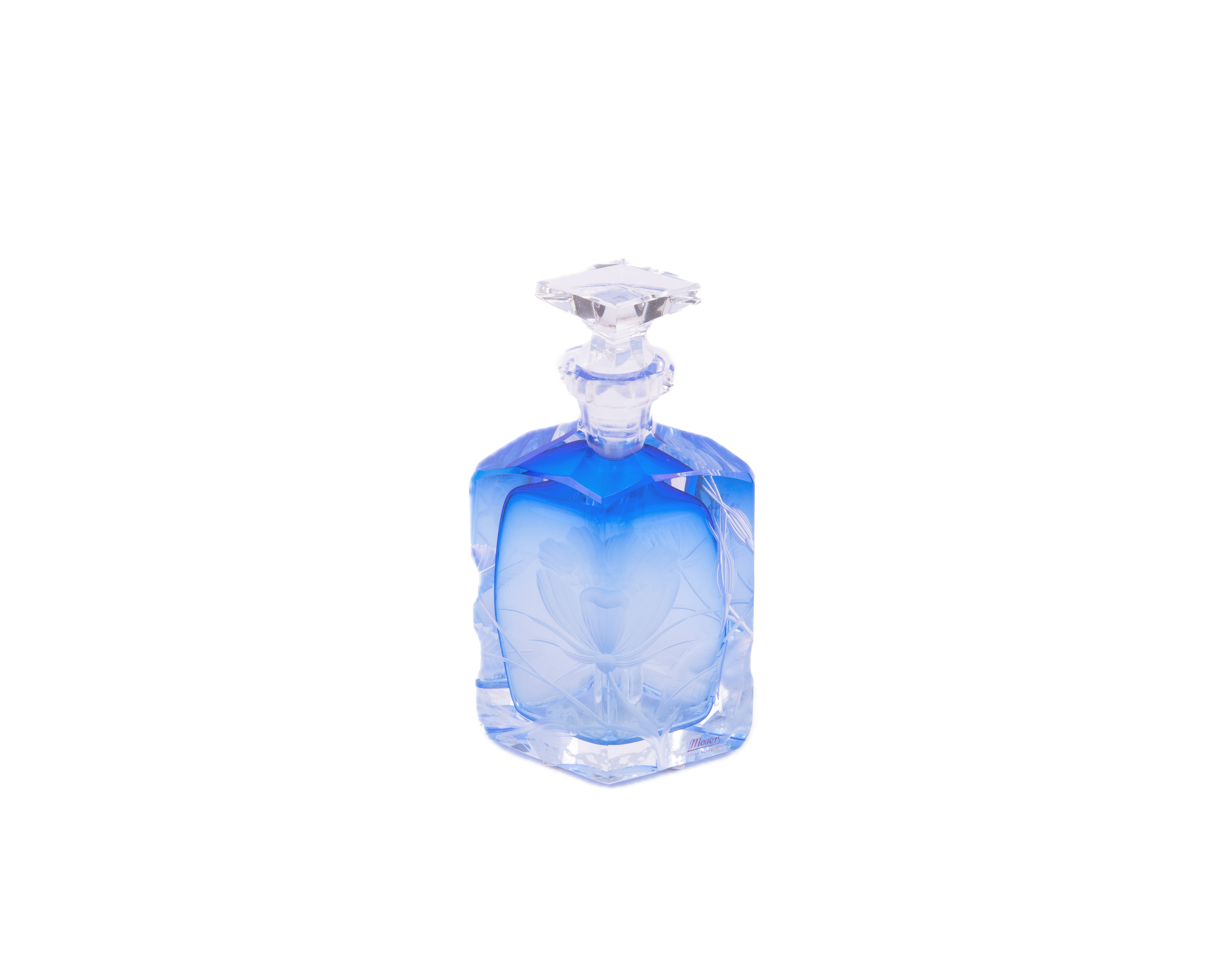 Moser. Blue Crystal Perfume Bottle. 100 ML