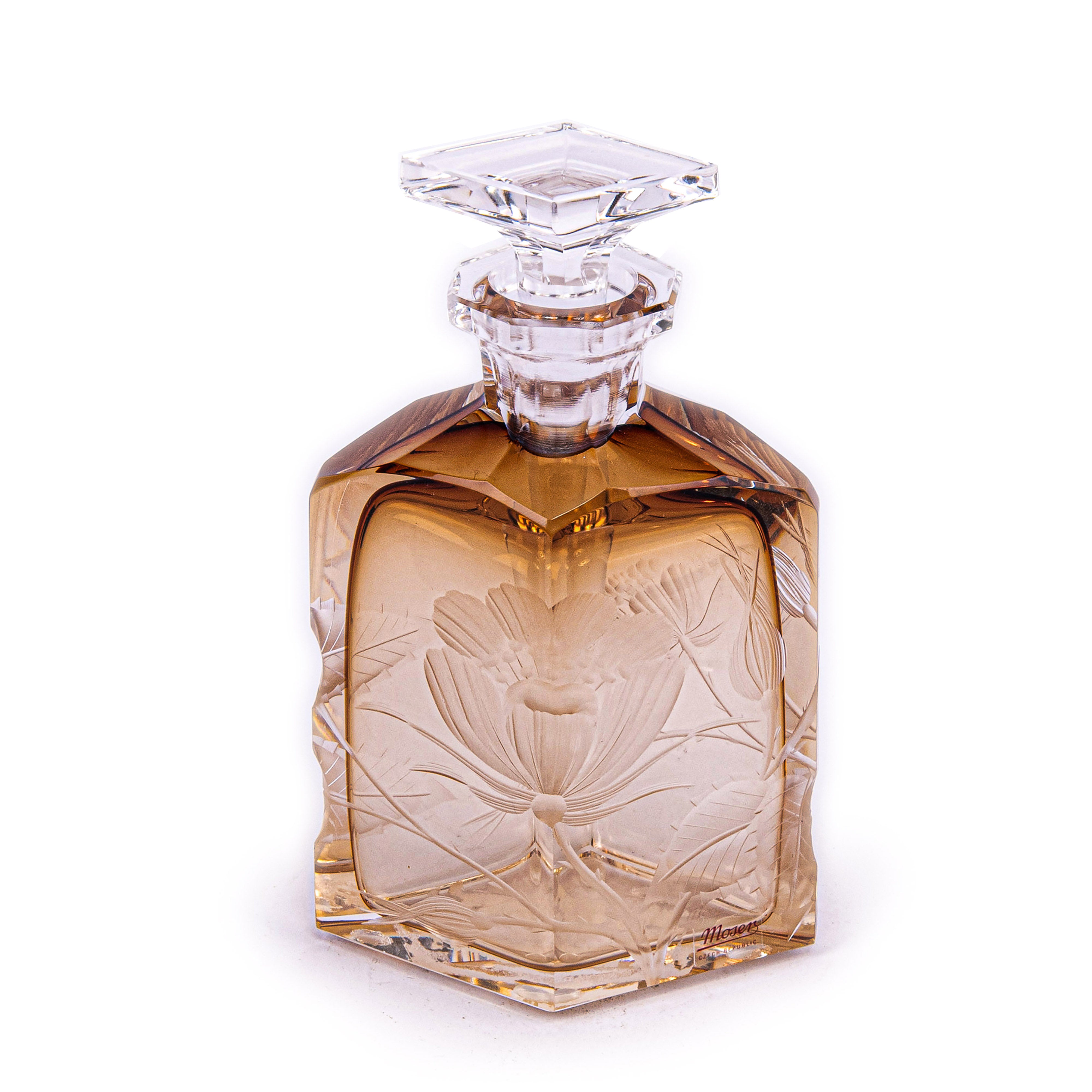 Moser. Amber Crystal Perfume Bottle. 80 ML