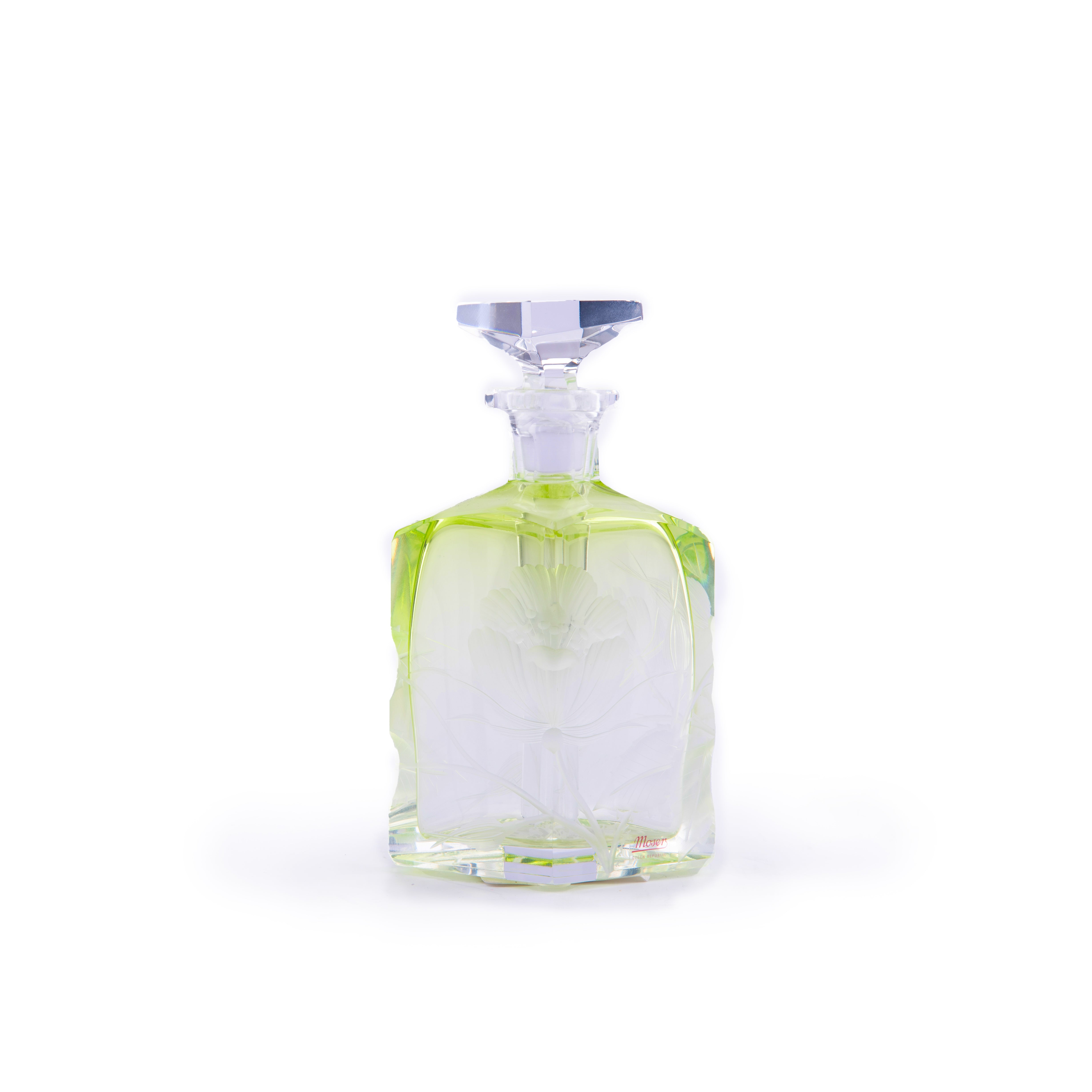 Moser. Green Crystal Perfume Bottle. 80 ML