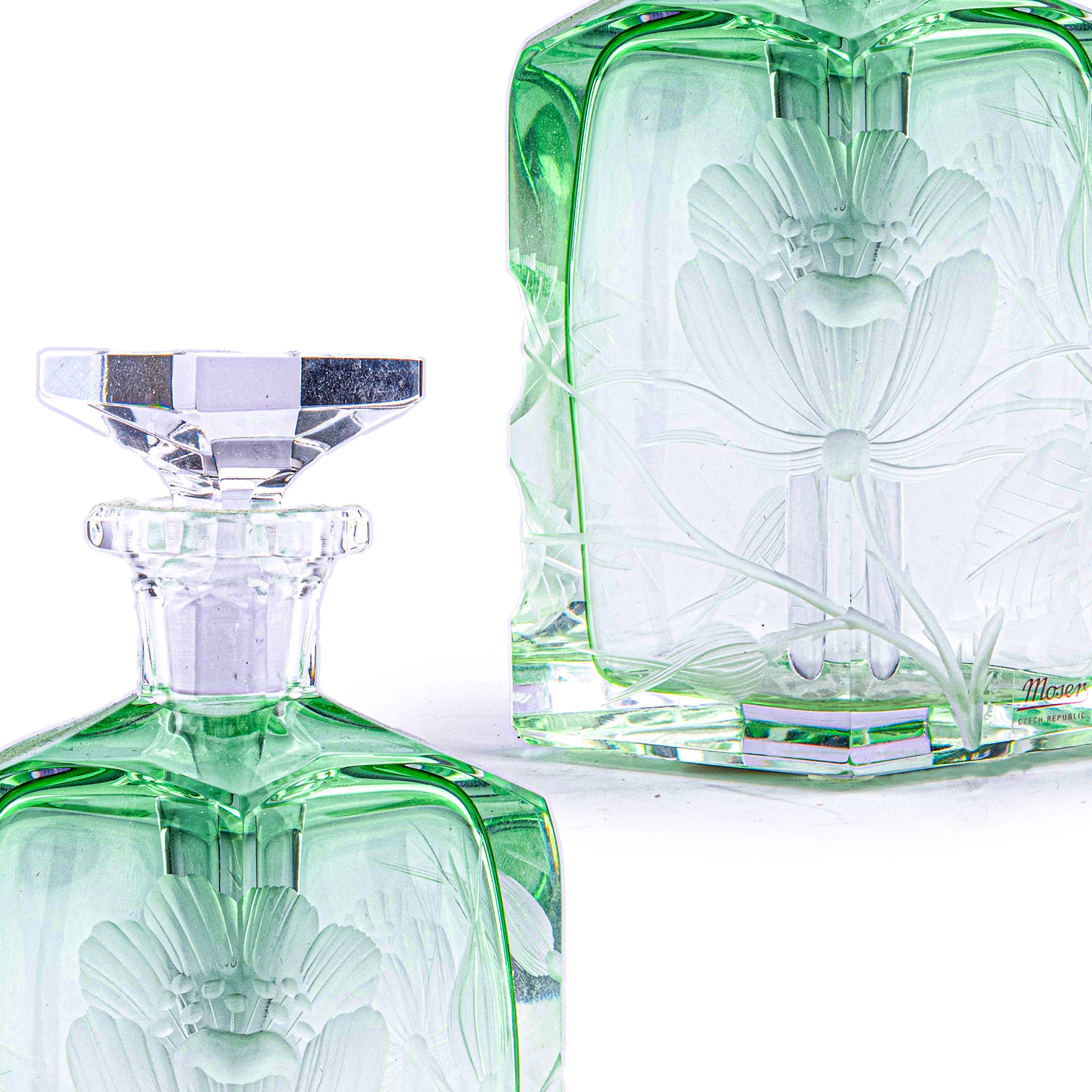 Moser. Green Crystal Perfume Bottle. 80 ML