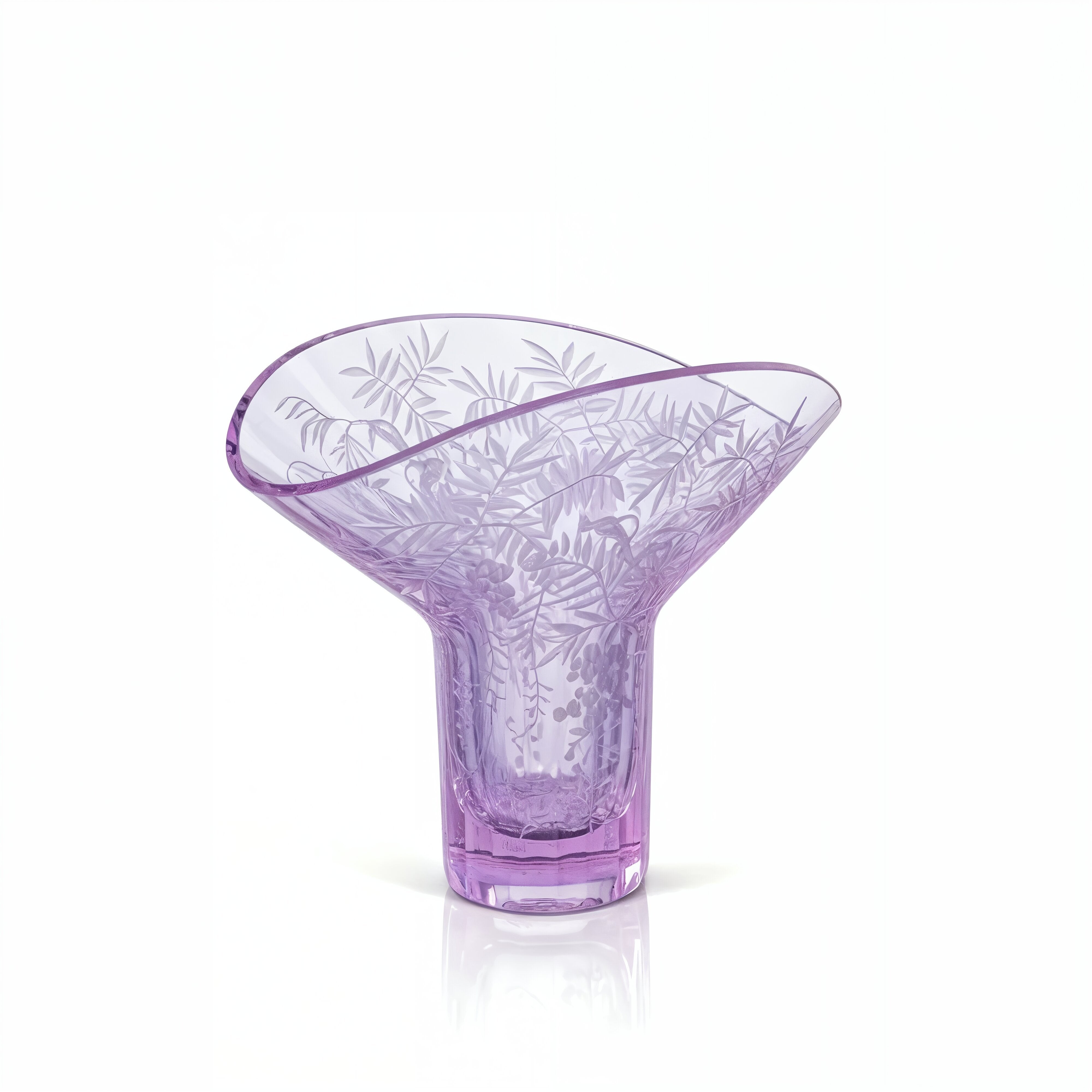 Moser. Crystal Vase Engraved with Plant Branches. (Limited Edition)