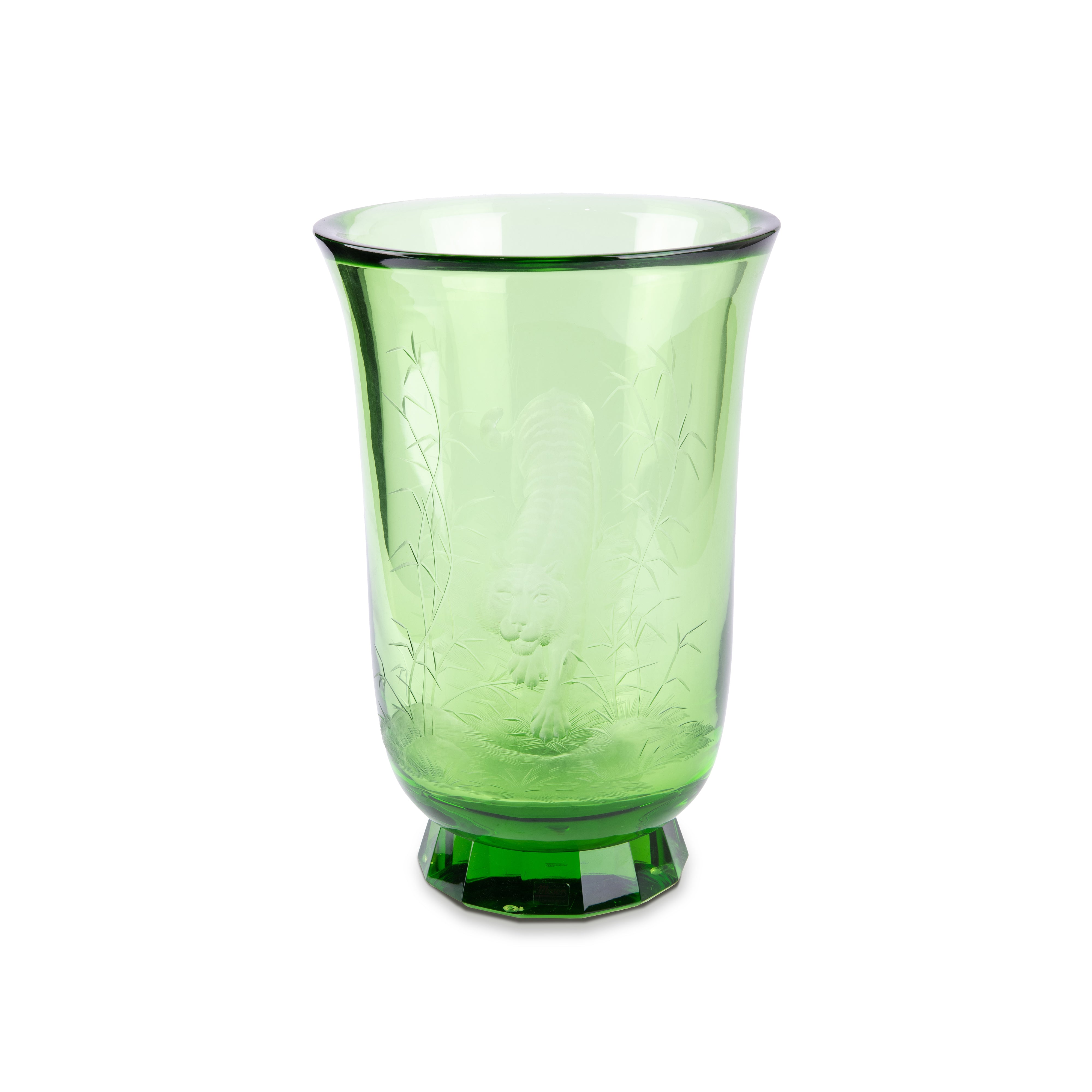 Moser. Eden Crystal Vase with Tiger Engraving. (Limited Edition)