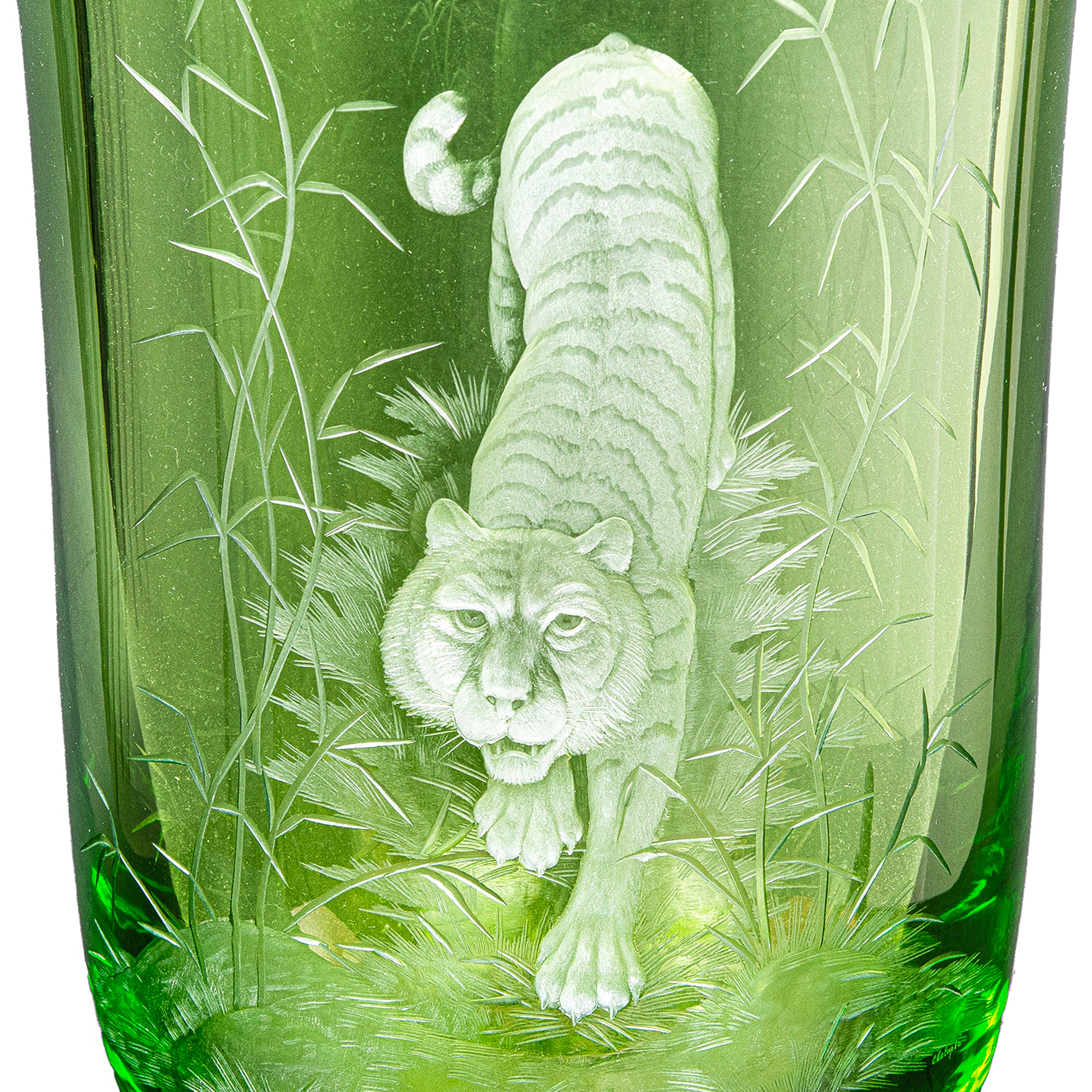 Moser. Eden Crystal Vase with Tiger Engraving. (Limited Edition)