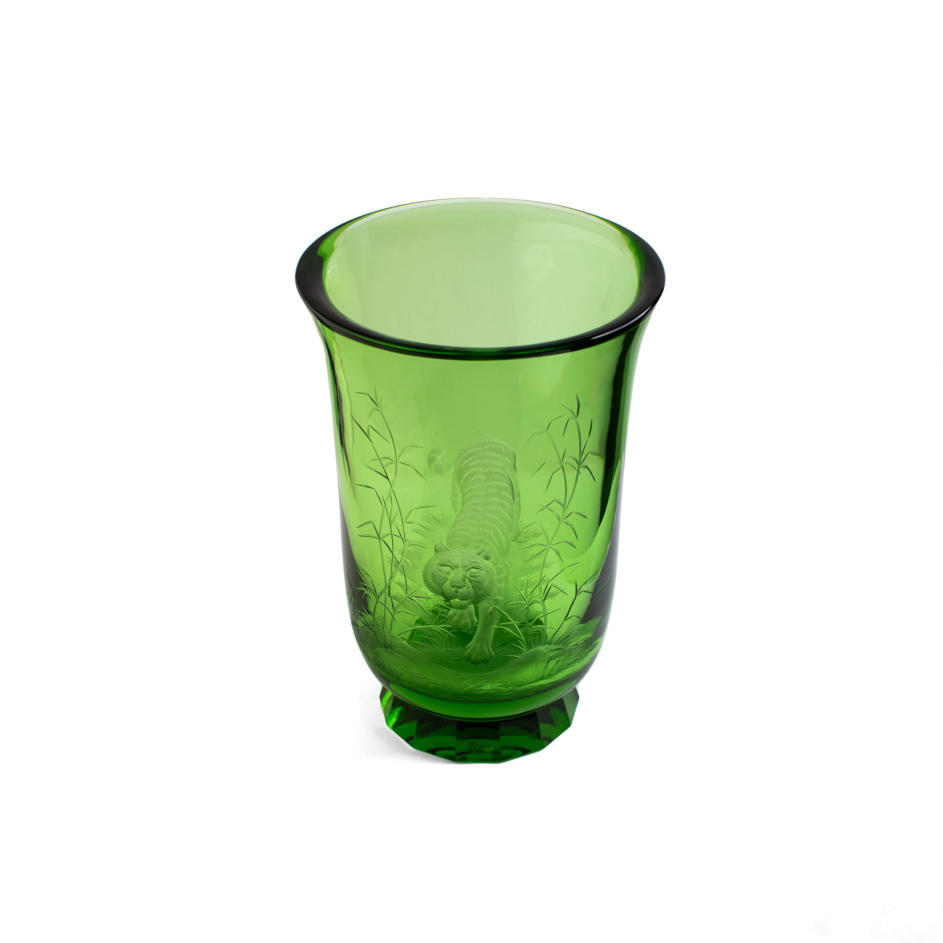 Moser. Eden Crystal Vase with Tiger Engraving. (Limited Edition)