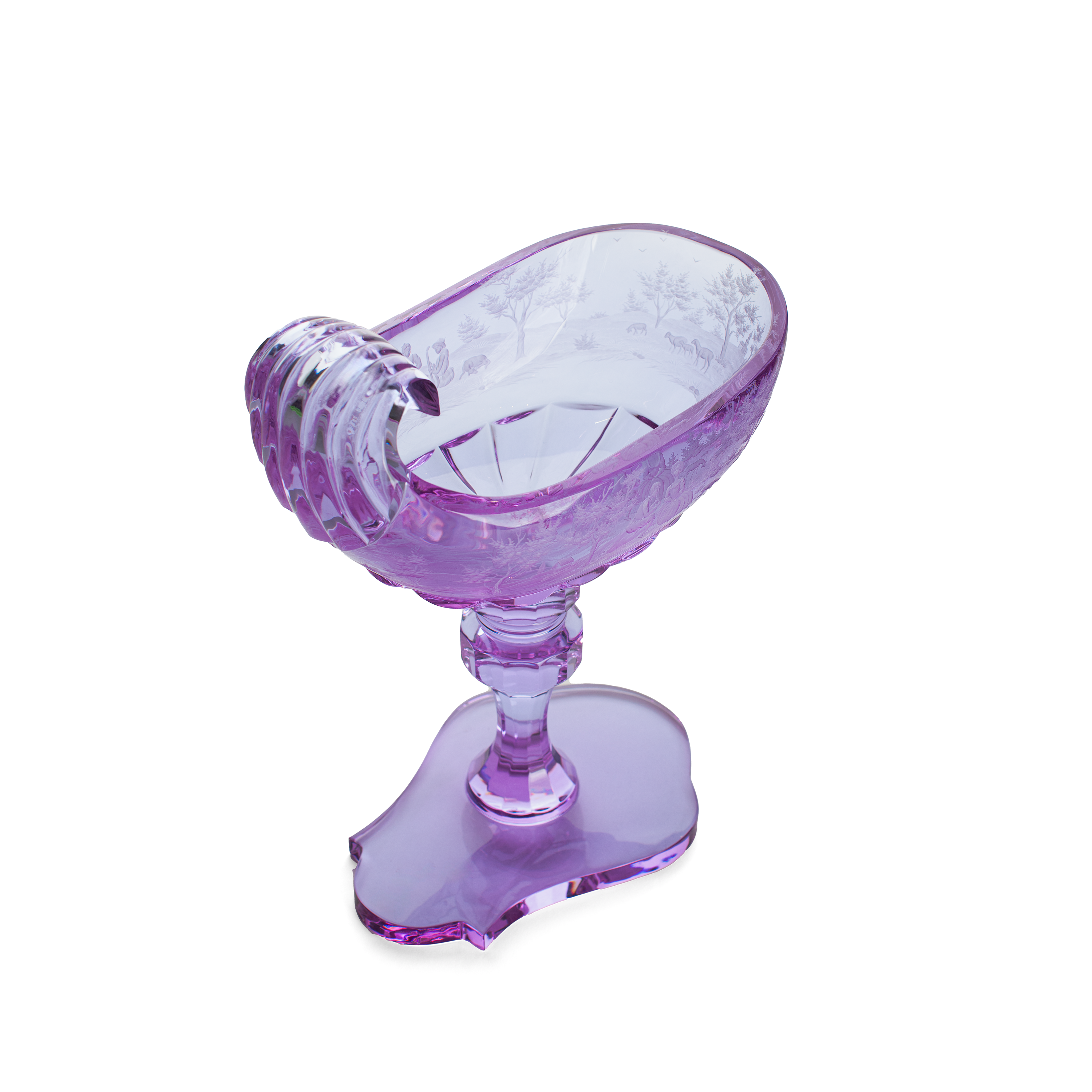 Moser. Crystal Handmade Engraved Bowl Signed by The Artist by J.A WATTEAU. ONE Piece Only