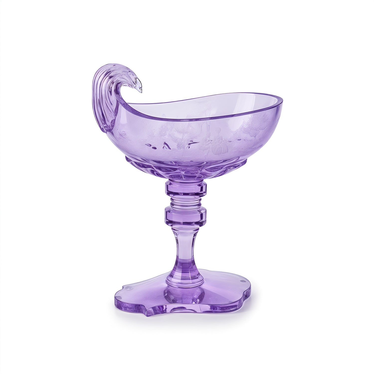 Moser. Crystal Handmade Engraved Bowl Signed by The Artist by J.A WATTEAU. ONE Piece Only