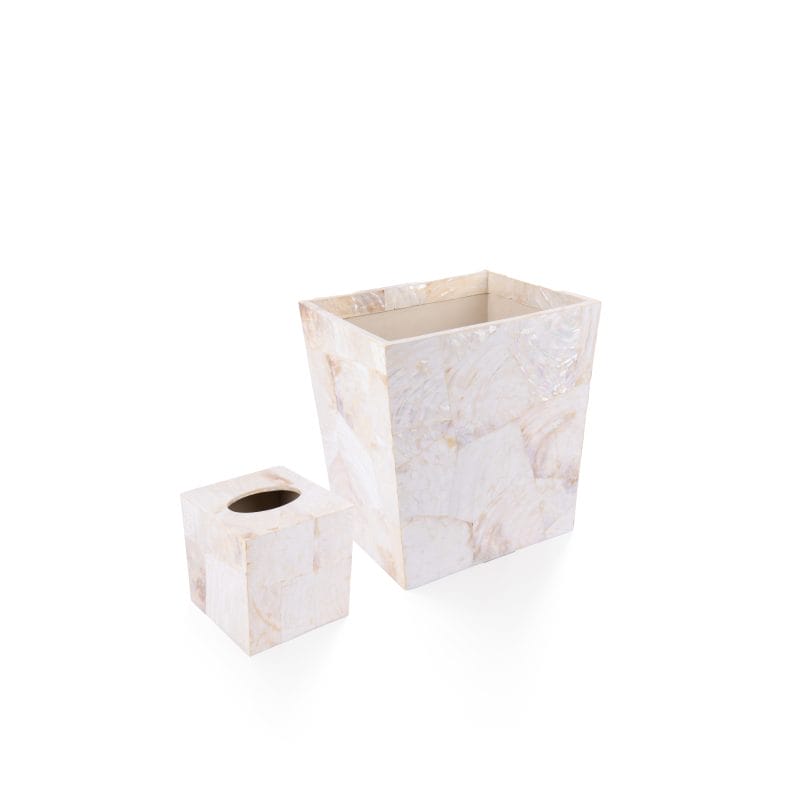 Pigeon & Poodle. A Set of Seashell Tissue Box & Wastebasket