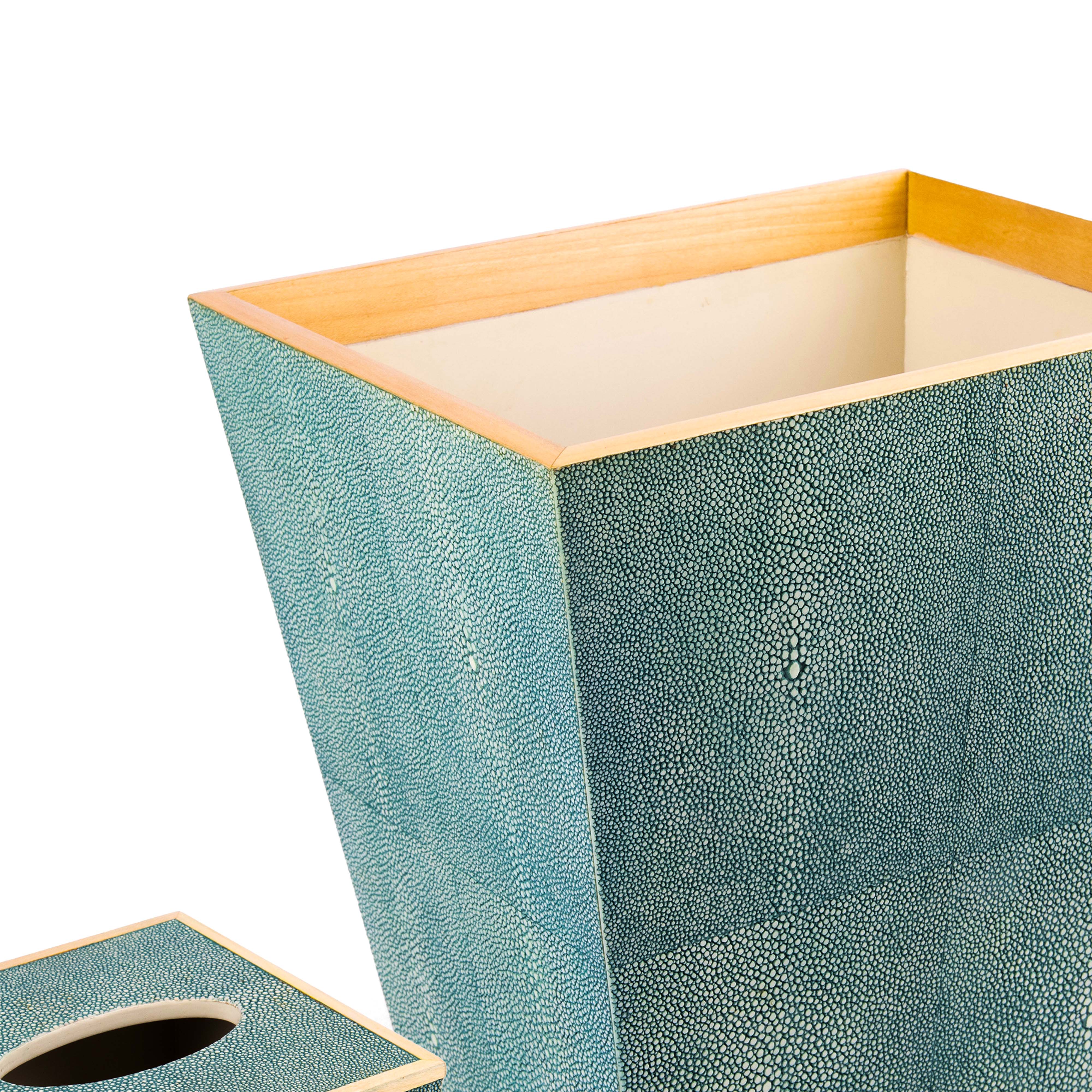 Pigeon & Poodle. Manchester Set of Tissue Box & Wastebasket in Blue Colour