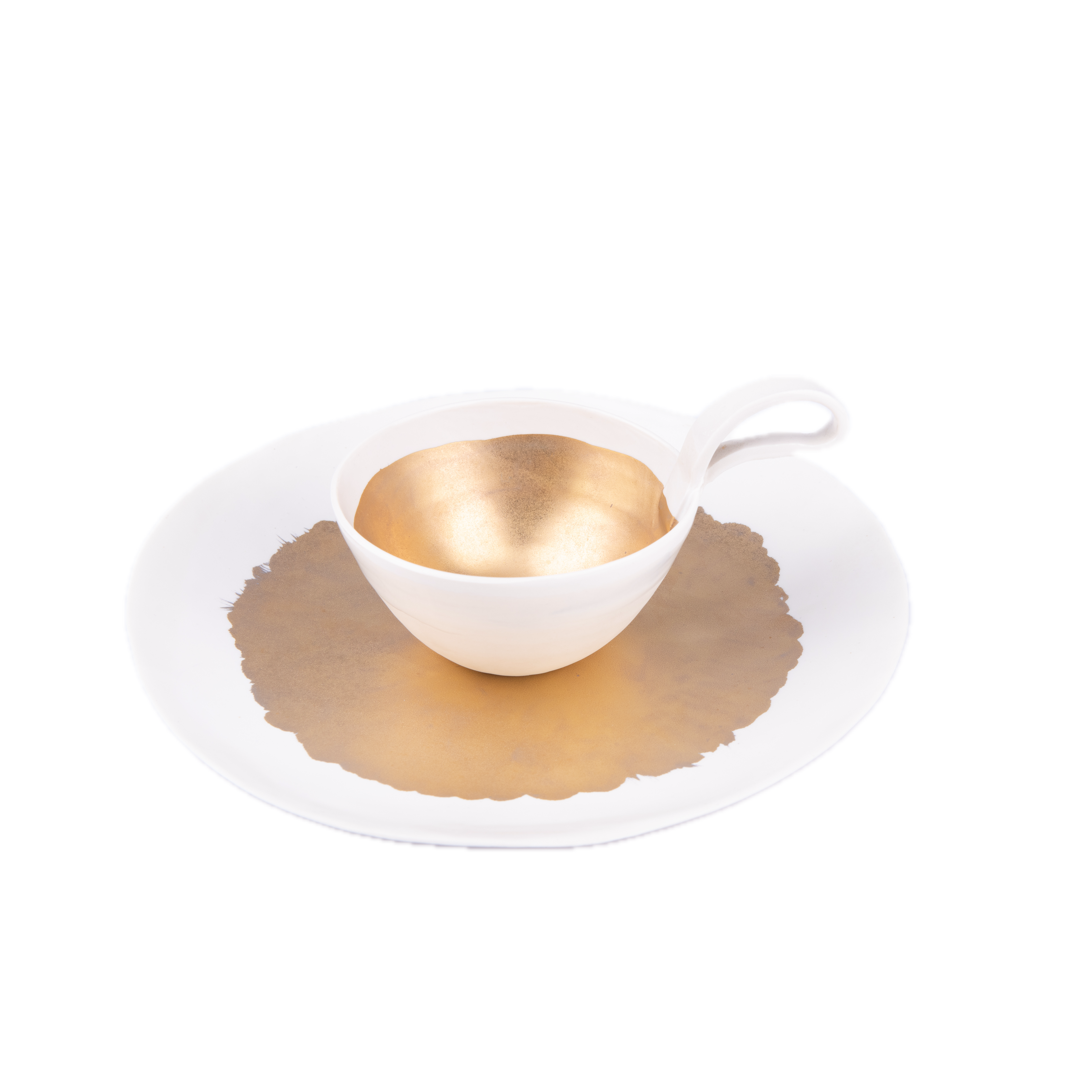 Potomak Studio. Figurine Shaped in a Golden Matte Cup with Lace Handle