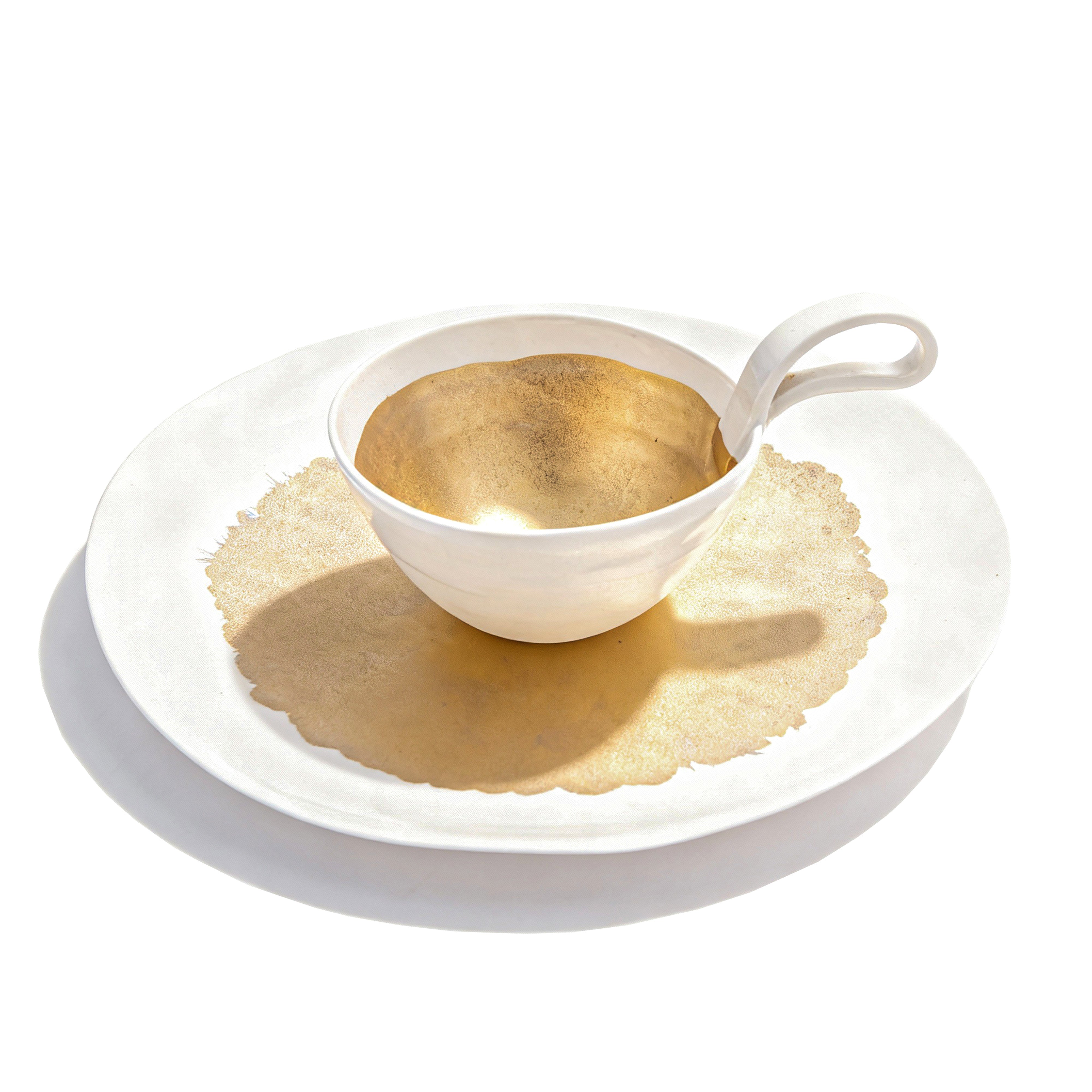 Potomak Studio. Figurine Shaped in a Golden Matte Cup with Lace Handle