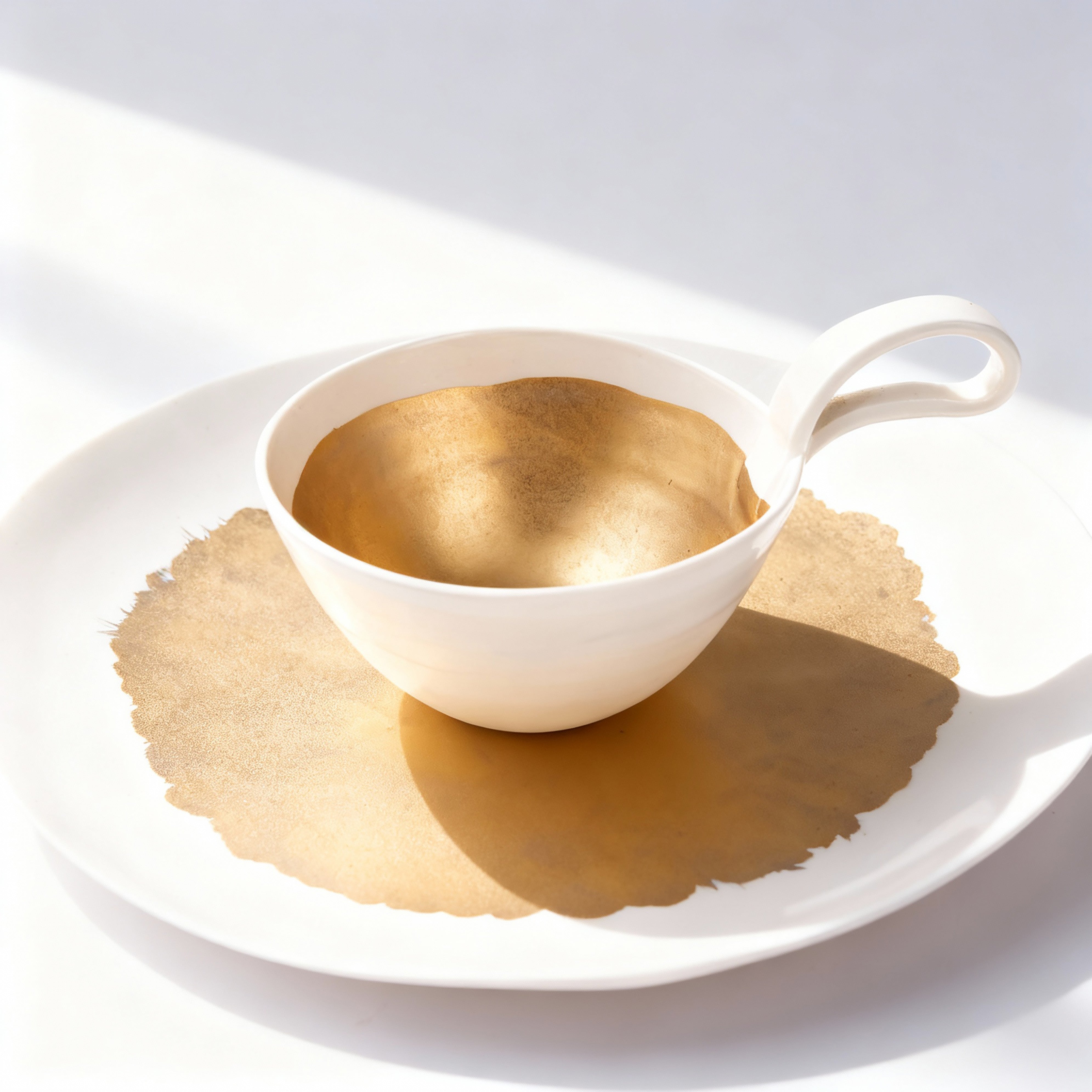 Potomak Studio. Figurine Shaped in a Golden Matte Cup with Lace Handle