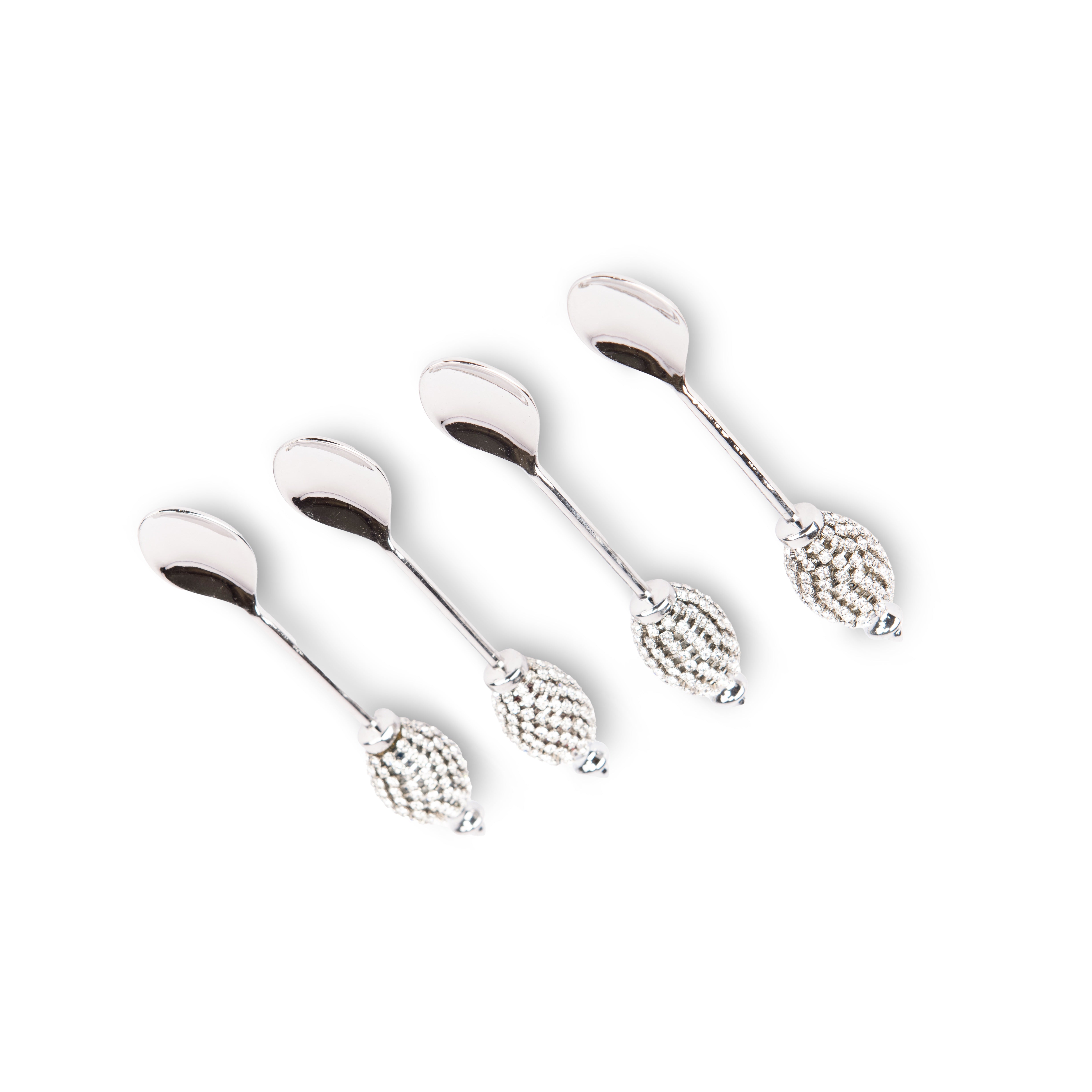 Alan Lee Collection. Set of 4 Tea Spoons With Silver Austrian Crystal Handle.