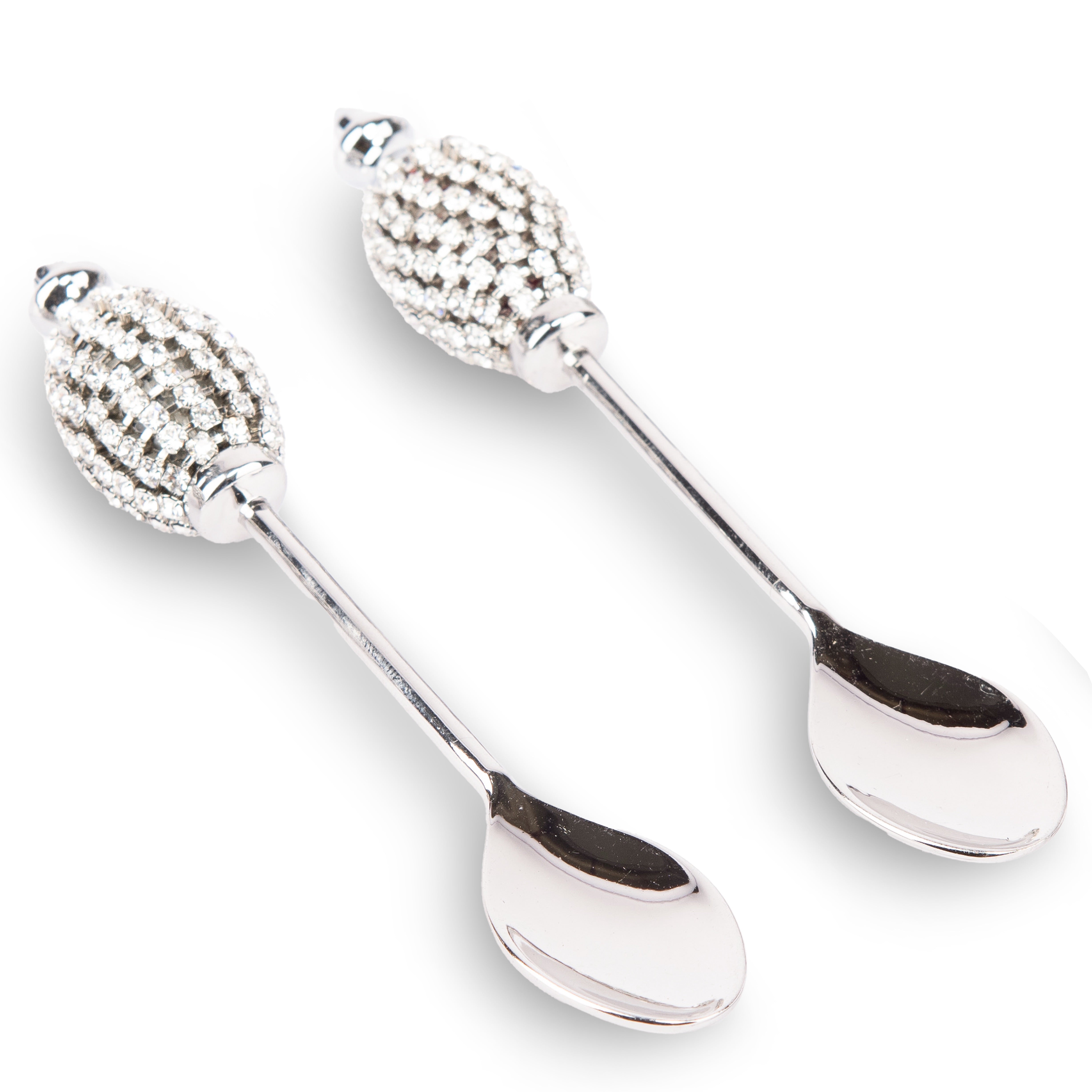 Alan Lee Collection. Set of 4 Tea Spoons With Silver Austrian Crystal Handle.