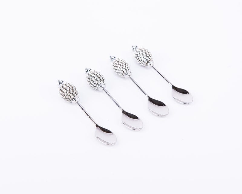Alan Lee Collection. Set of 4 Tea Spoons With Silver Austrian Crystal Handle.