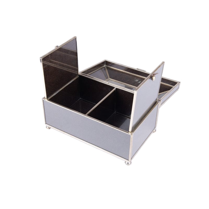 JM Piers. Brown Lizard Skin Tissue Box. Large Size