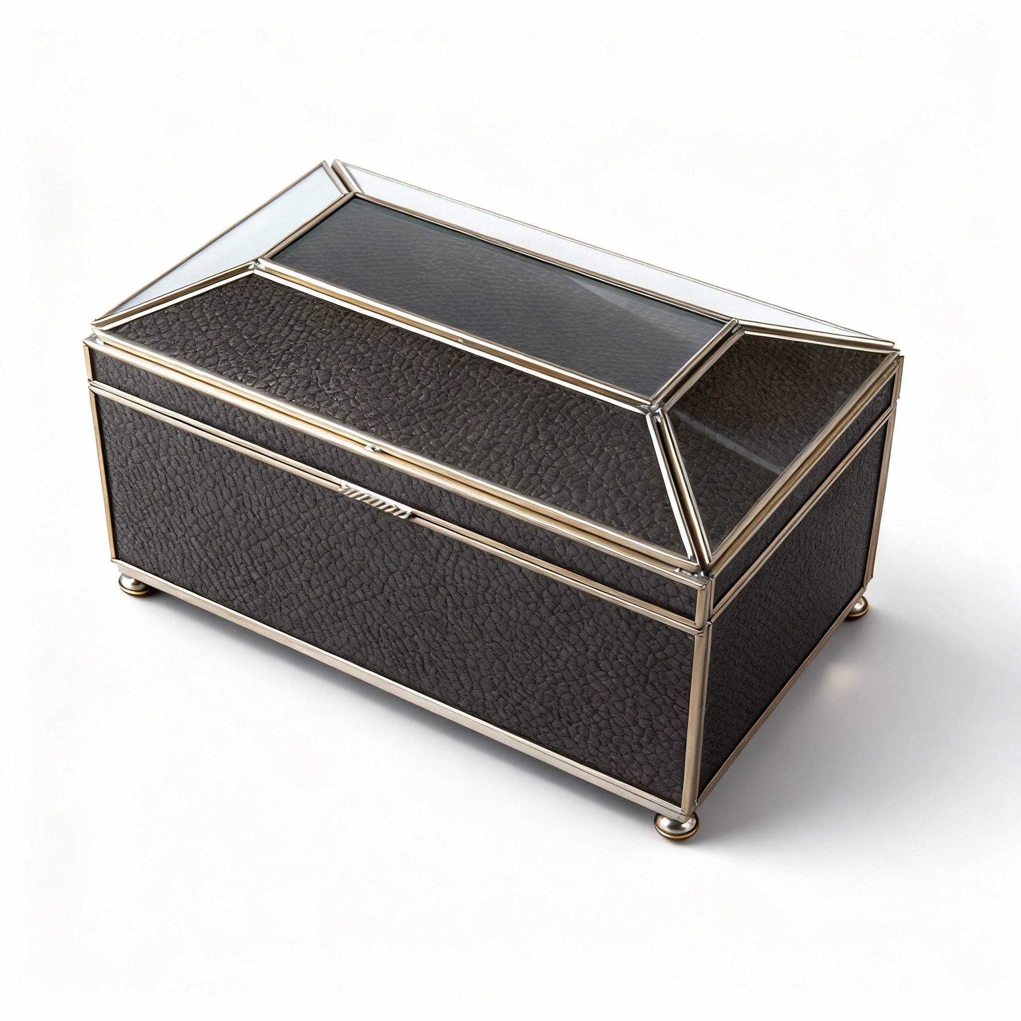 JM Piers. Brown Lizard Skin Tea Box.