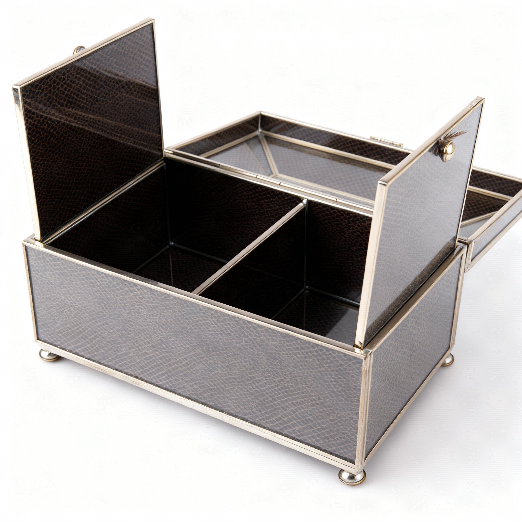 JM Piers. Brown Lizard Skin Tea Box.