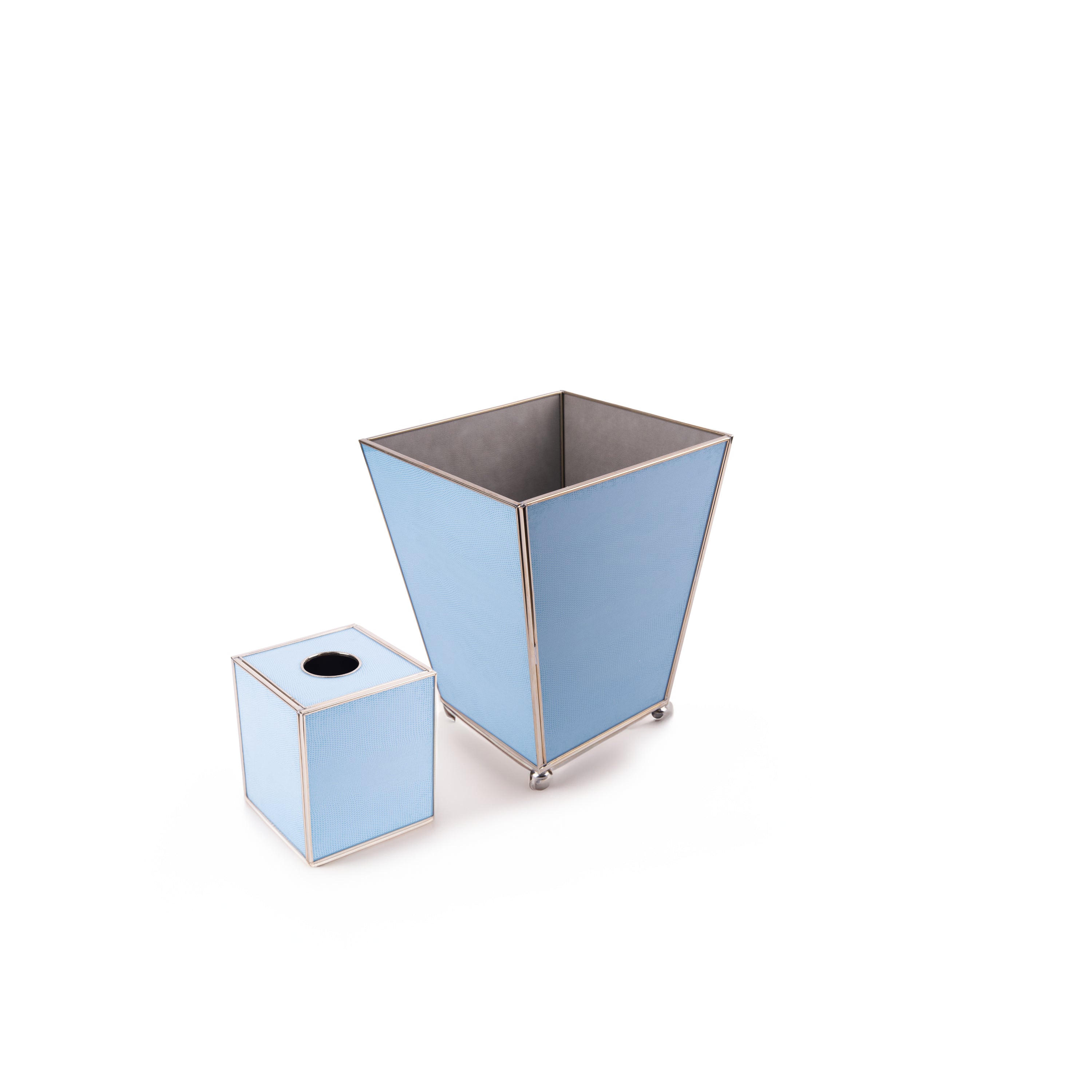 JM Piers. A set of Wastebasket & Tissue Box Designed with Blue Lizard Skin