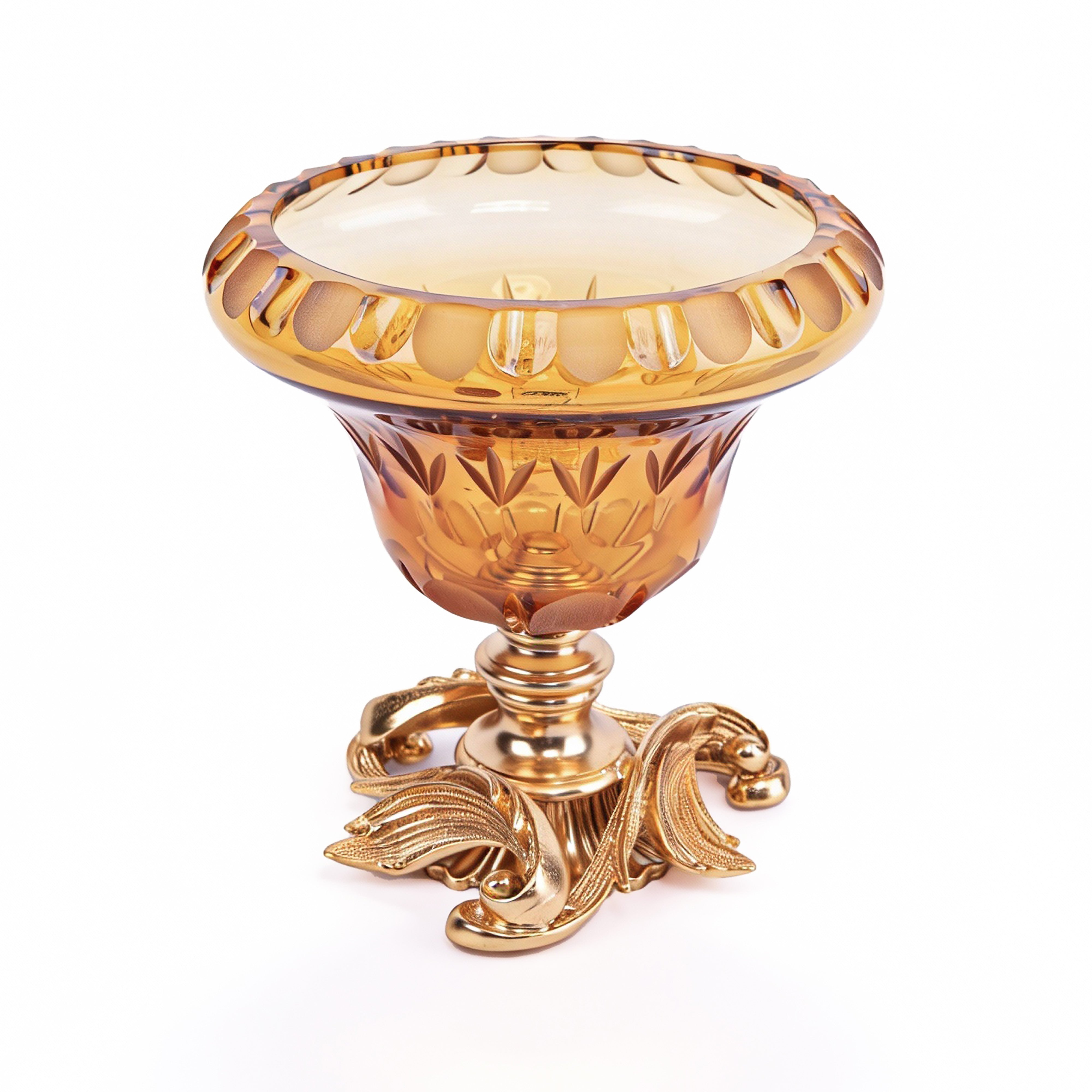 I Biagi. Amber Crystal Decorative Plate. Large Size