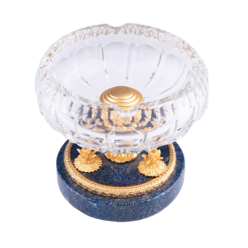 I Biagi. Crystal Cigar Ashtray with Stone Base. Medium Size