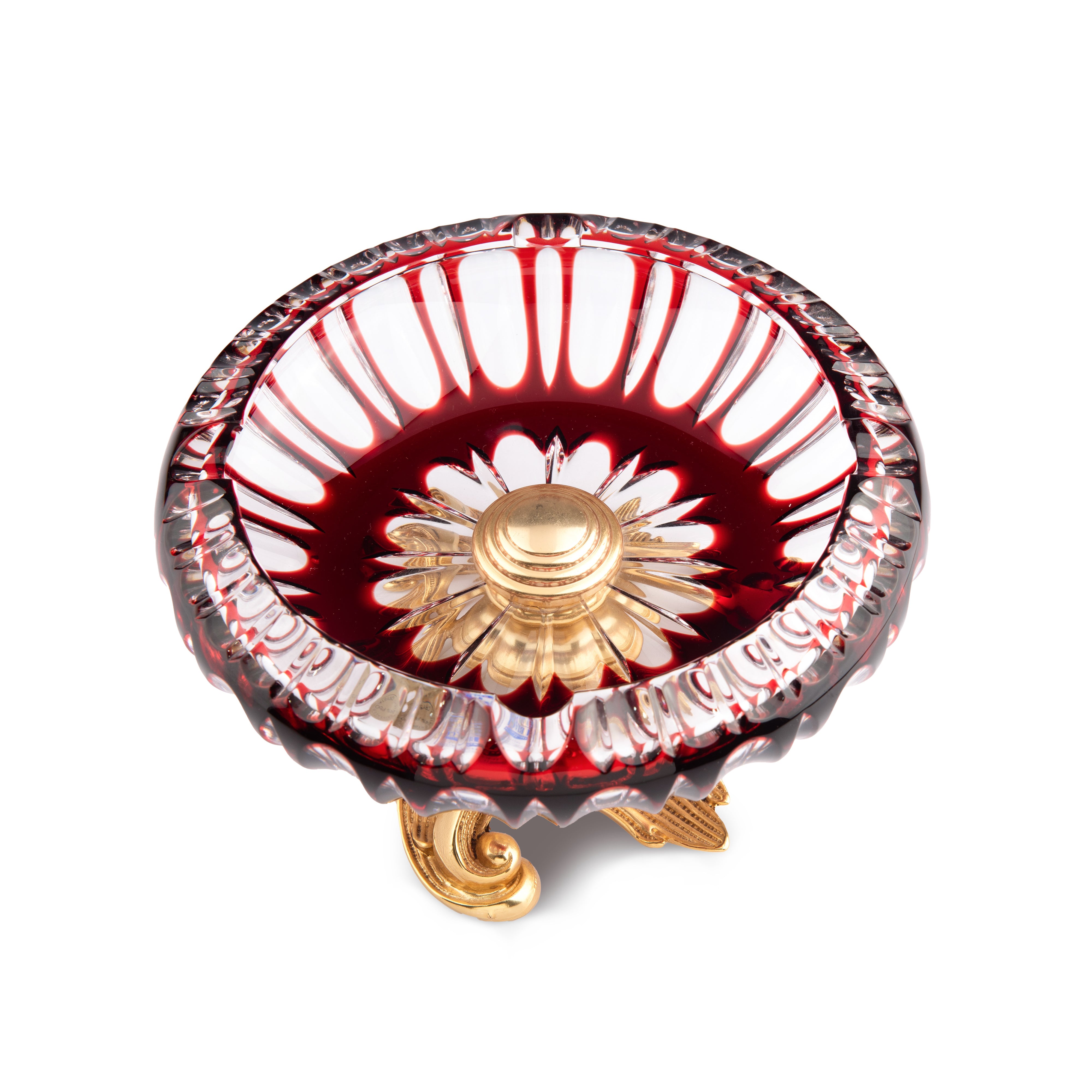 I Biagi. Burgundy Crystal Cigar Ashtray. Large Size