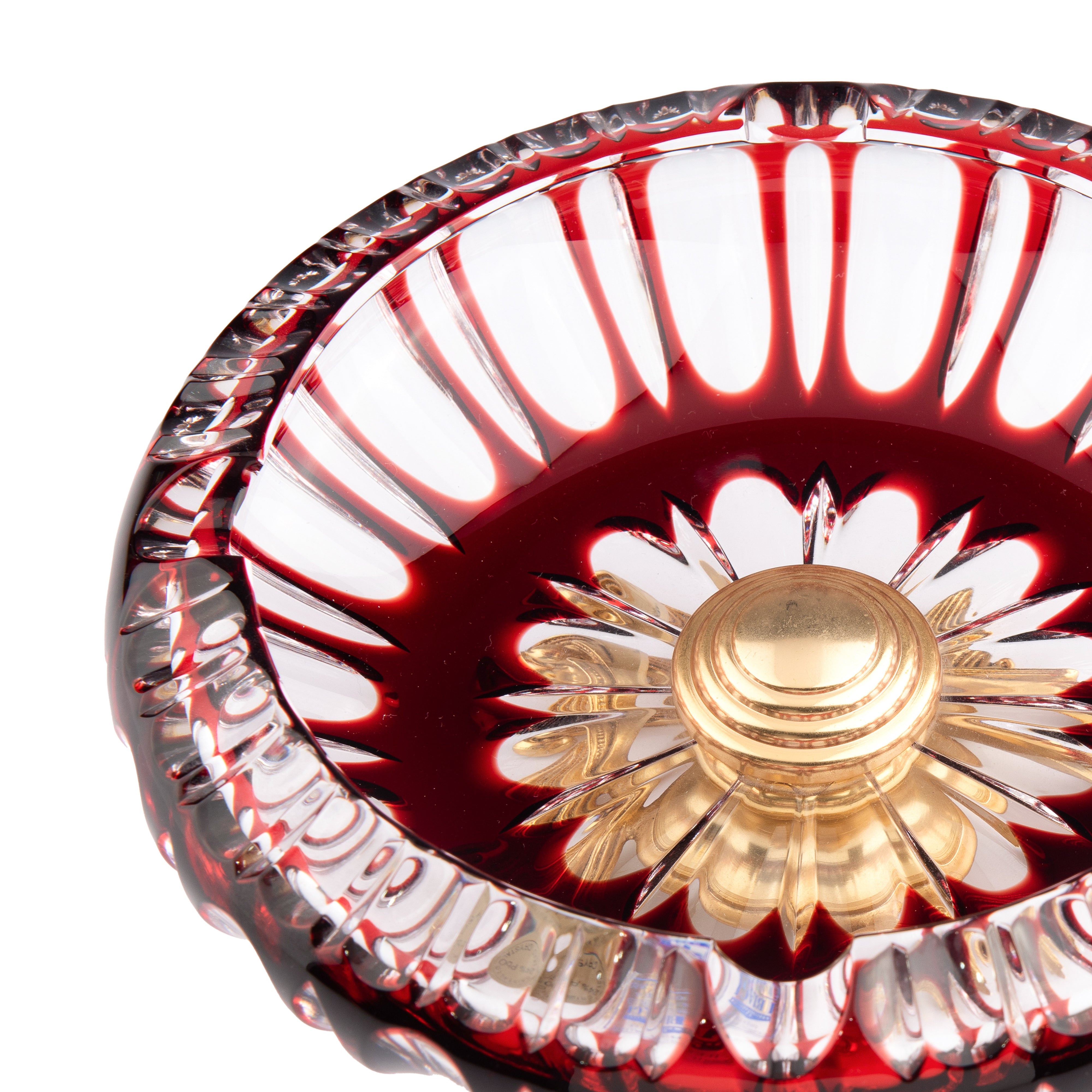I Biagi. Burgundy Crystal Cigar Ashtray. Large Size