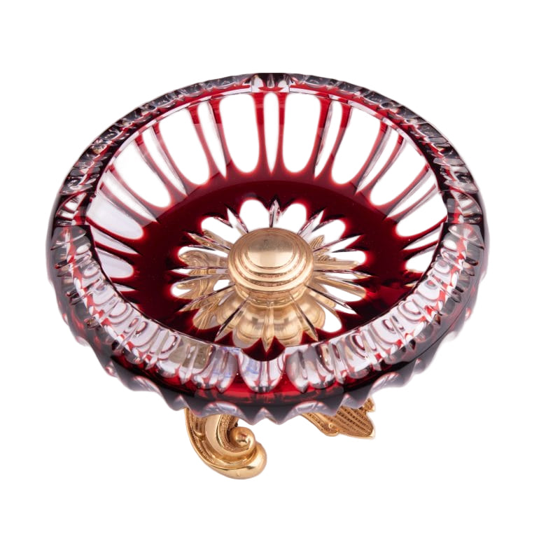 I Biagi. Burgundy Crystal Cigar Ashtray. Large Size