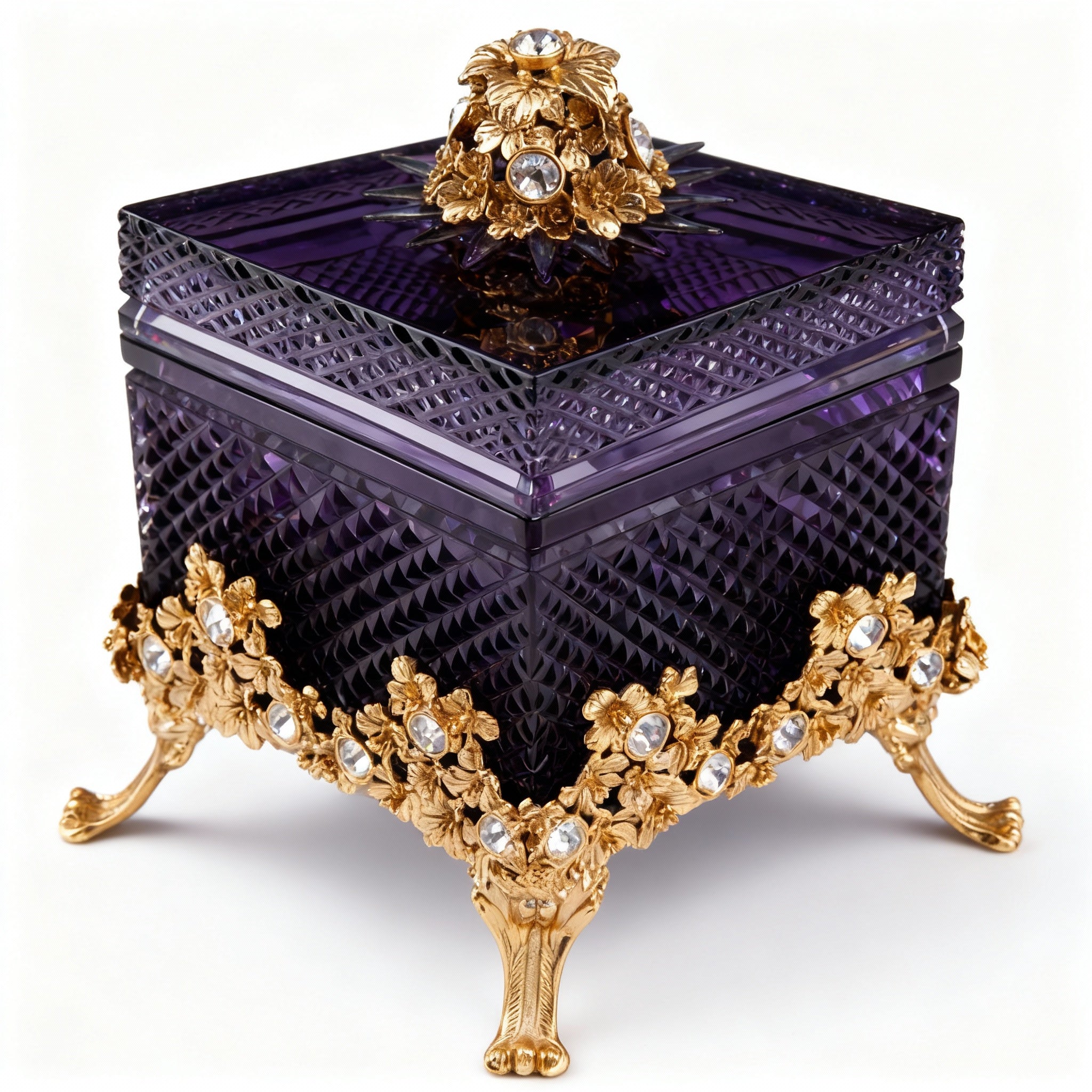 Artistiche Ceramiche Fiorentine. Crystal Violet Square Box.