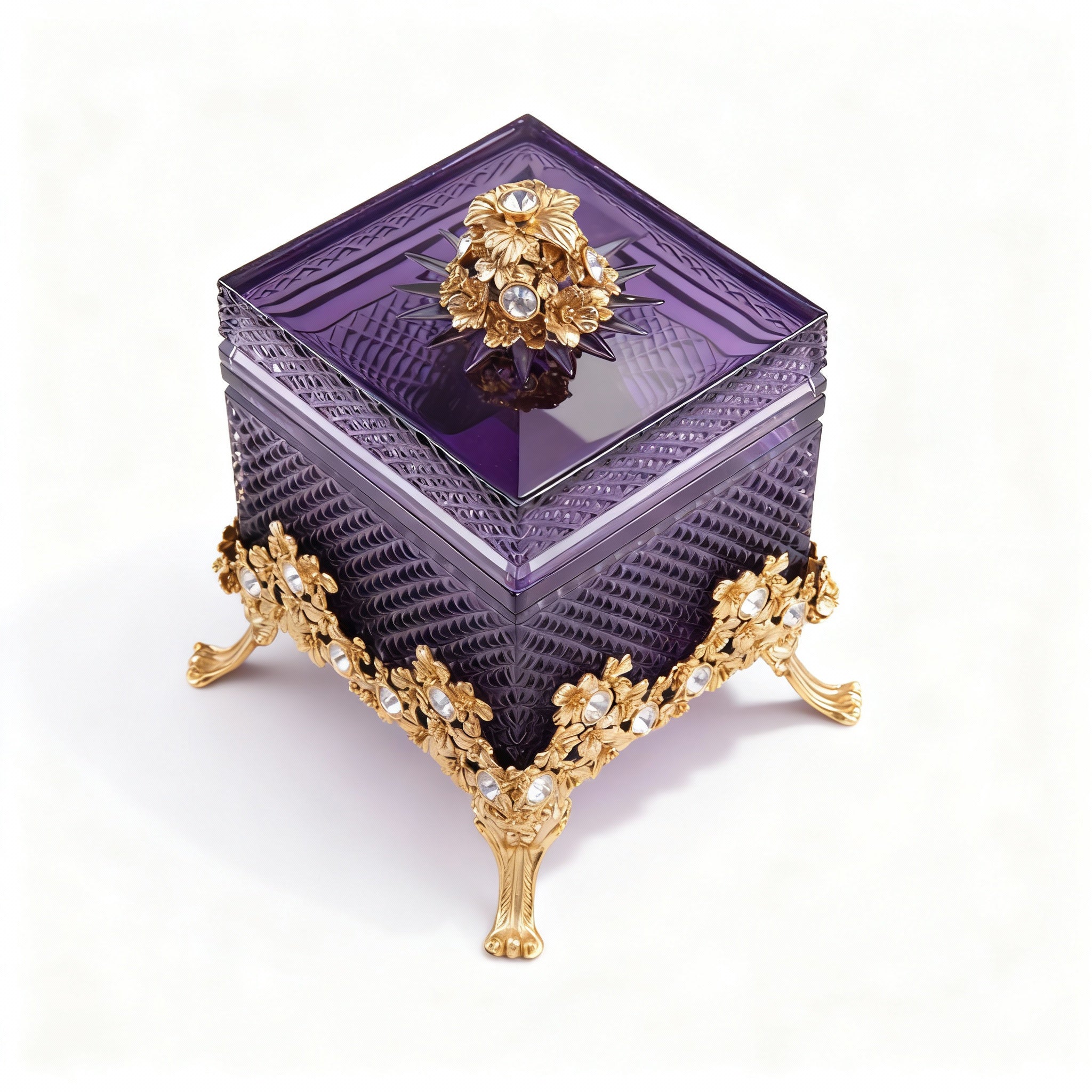 Artistiche Ceramiche Fiorentine. Crystal Violet Square Box.