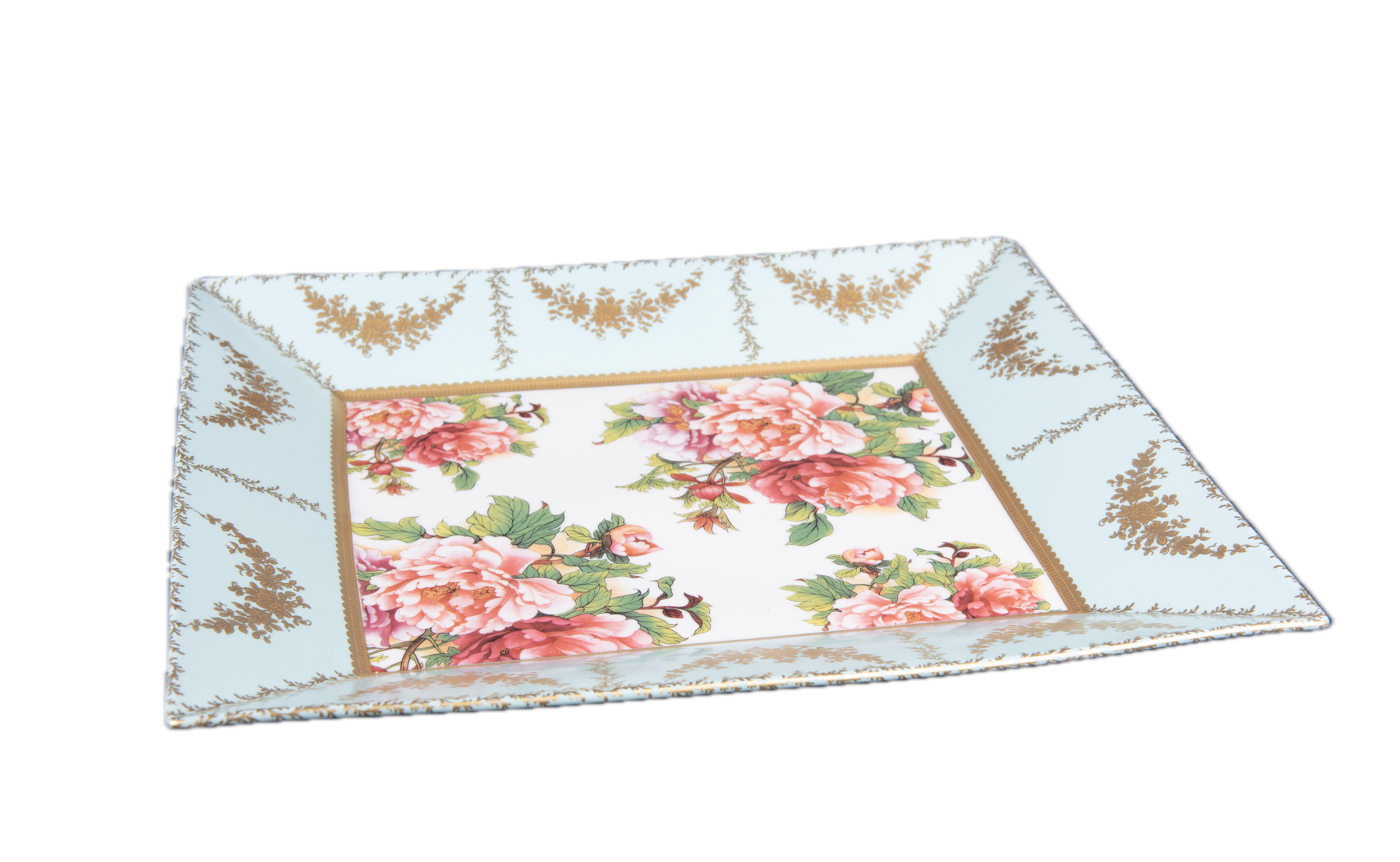 Mangani 1958. Floral Porcelain Decorative Plate with Gold Finish